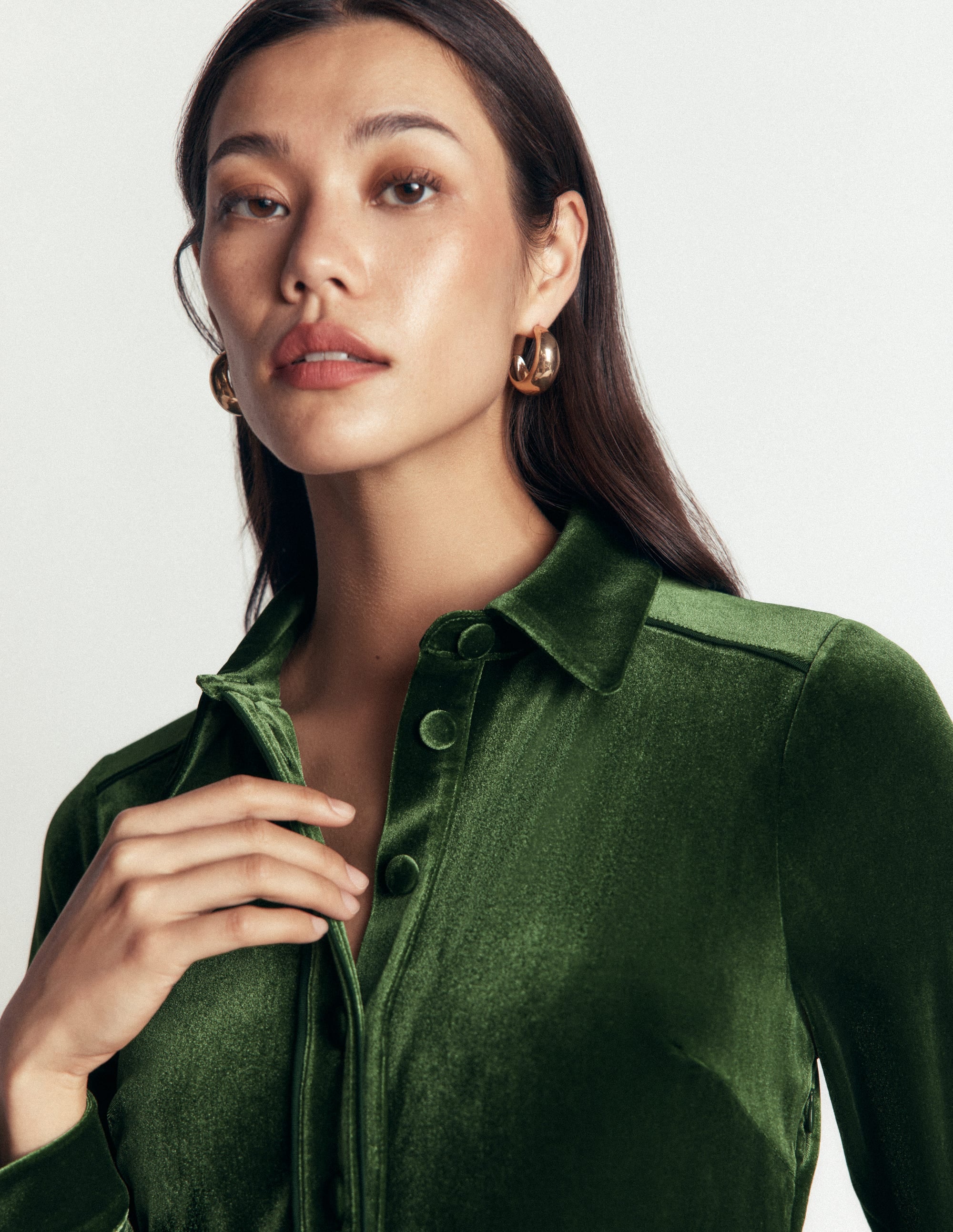 Etta Piping Velvet Dress-Douglas Fir - Image 3