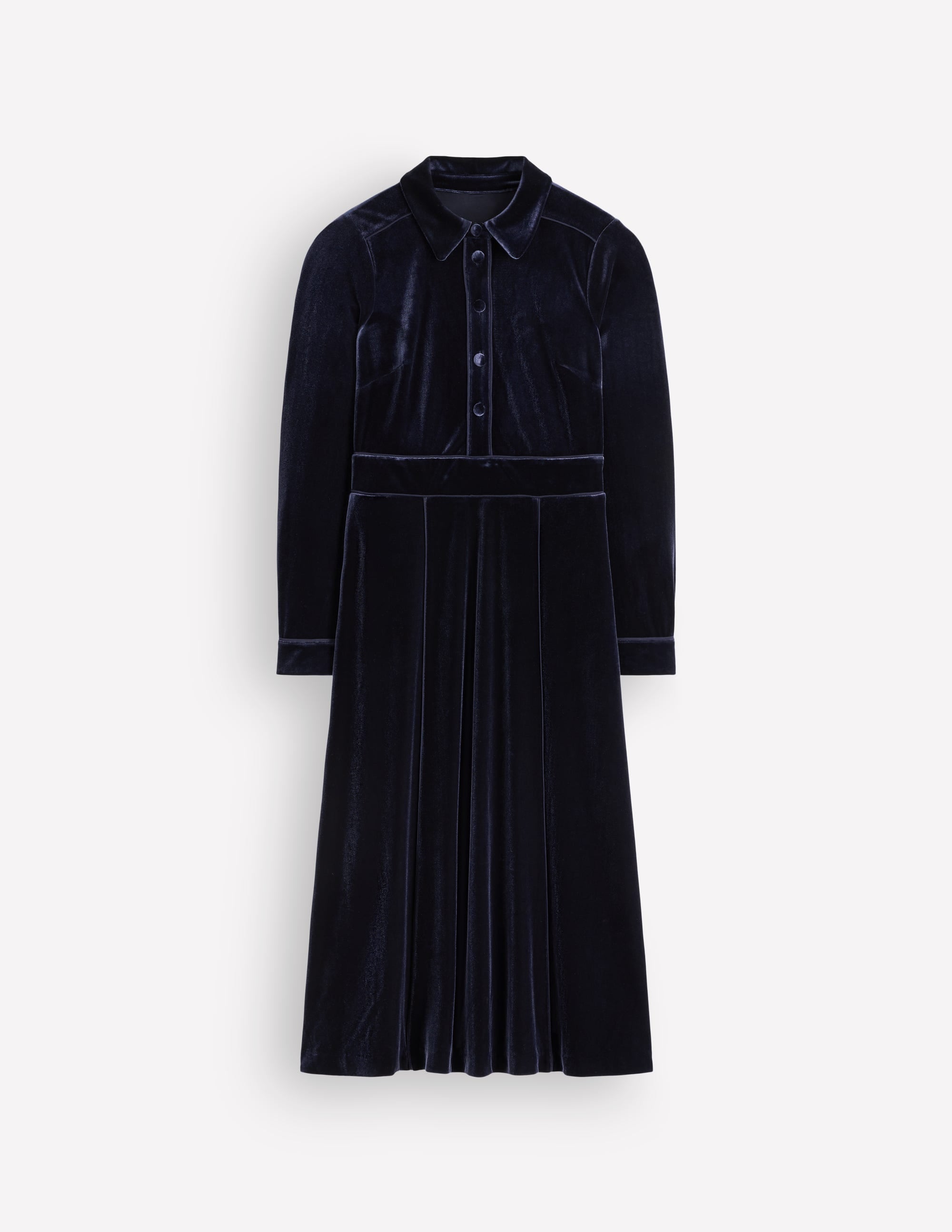 Etta Piping Velvet Dress-Navy - Image 5