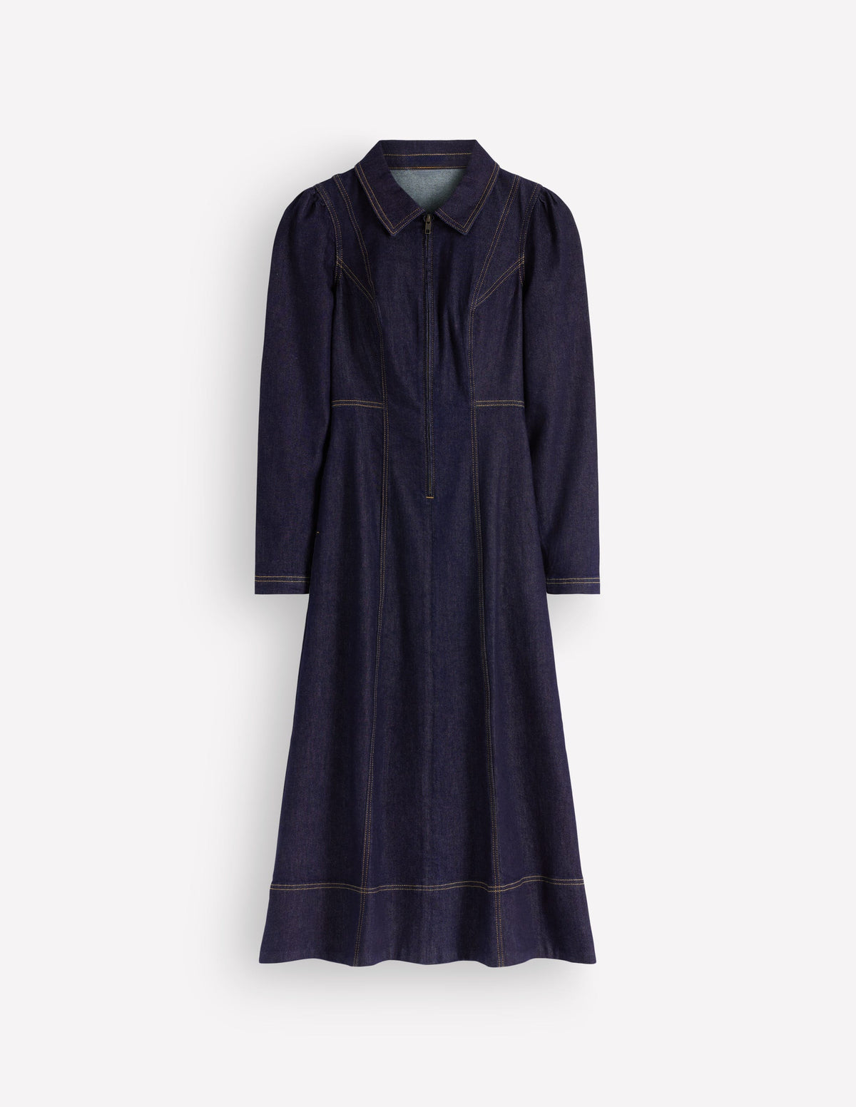 Una Collared Denim Midi Dress-Dark Vintage Denim - Image 6