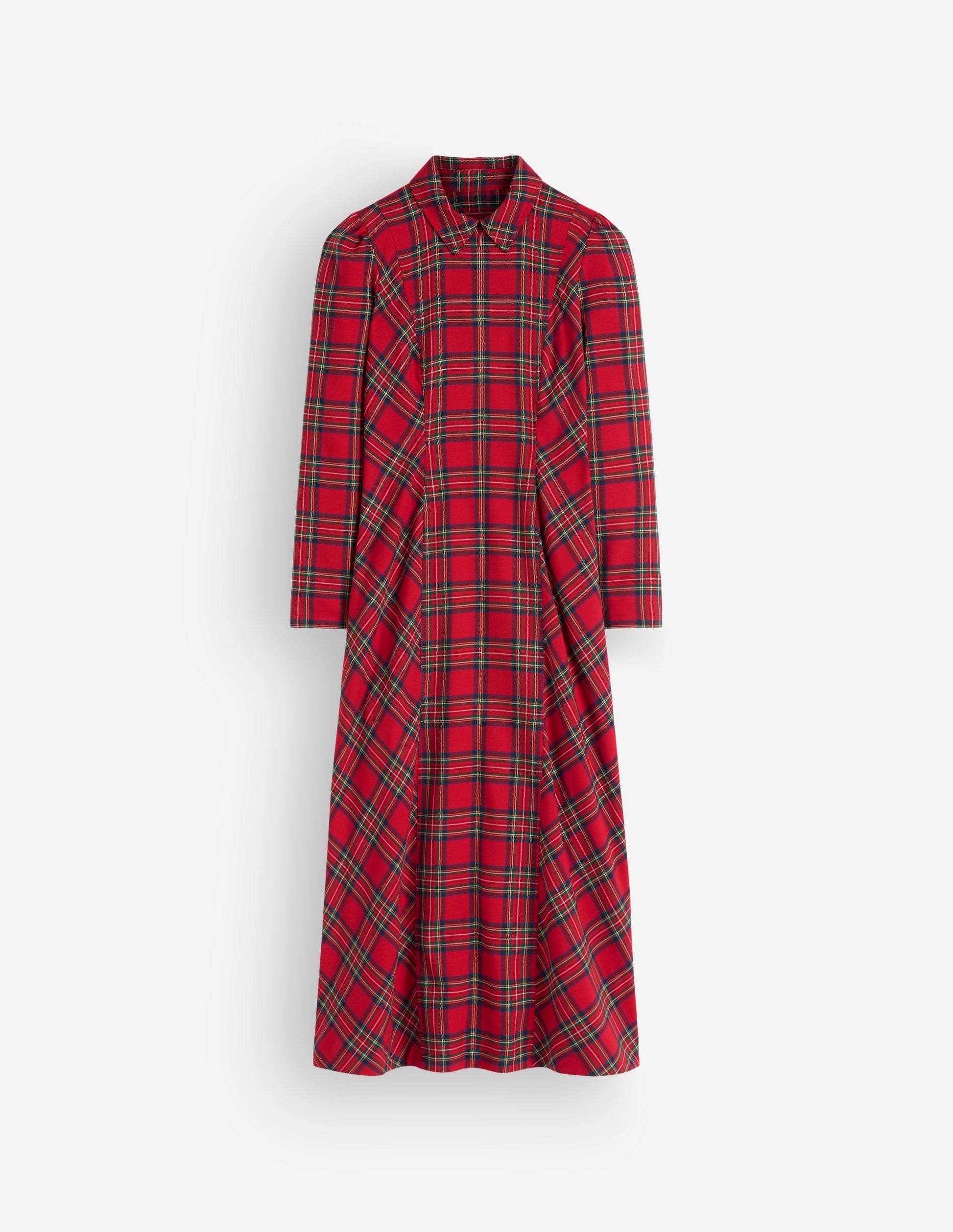 Una Collared Check Midi Dress-Red, Blue and Green Check-8