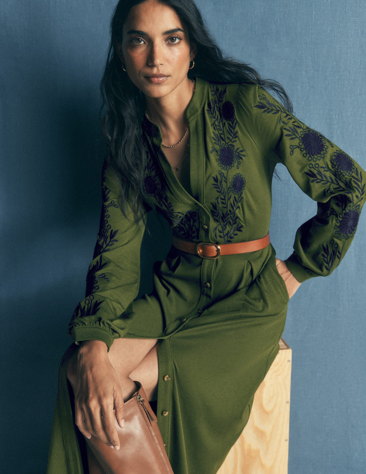 women dress green Juliet Jersey Midi - Brunswick Embroidery Two-Piece
