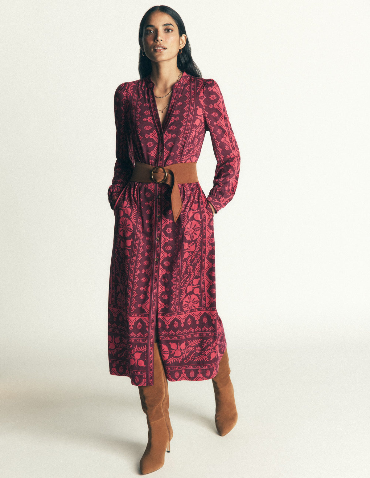 Juliet Jersey Midi Dress-Deep Wisteria, Charmed Foliage-4