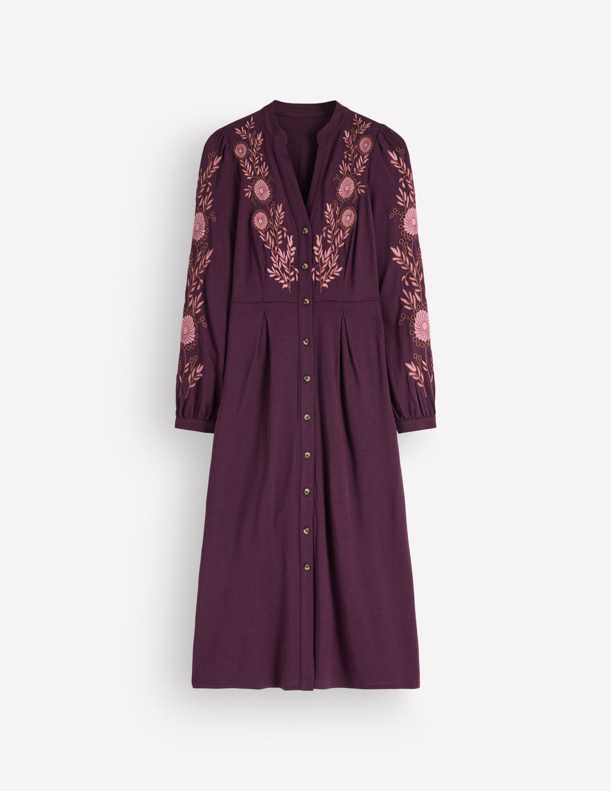 Juliet Jersey Midi Dress-Dark Cherry Embroidery - Image 6