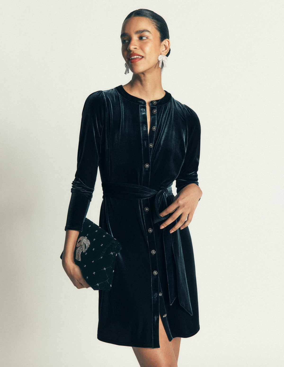 Honor Short Velvet Dress-Teal Ocean-1