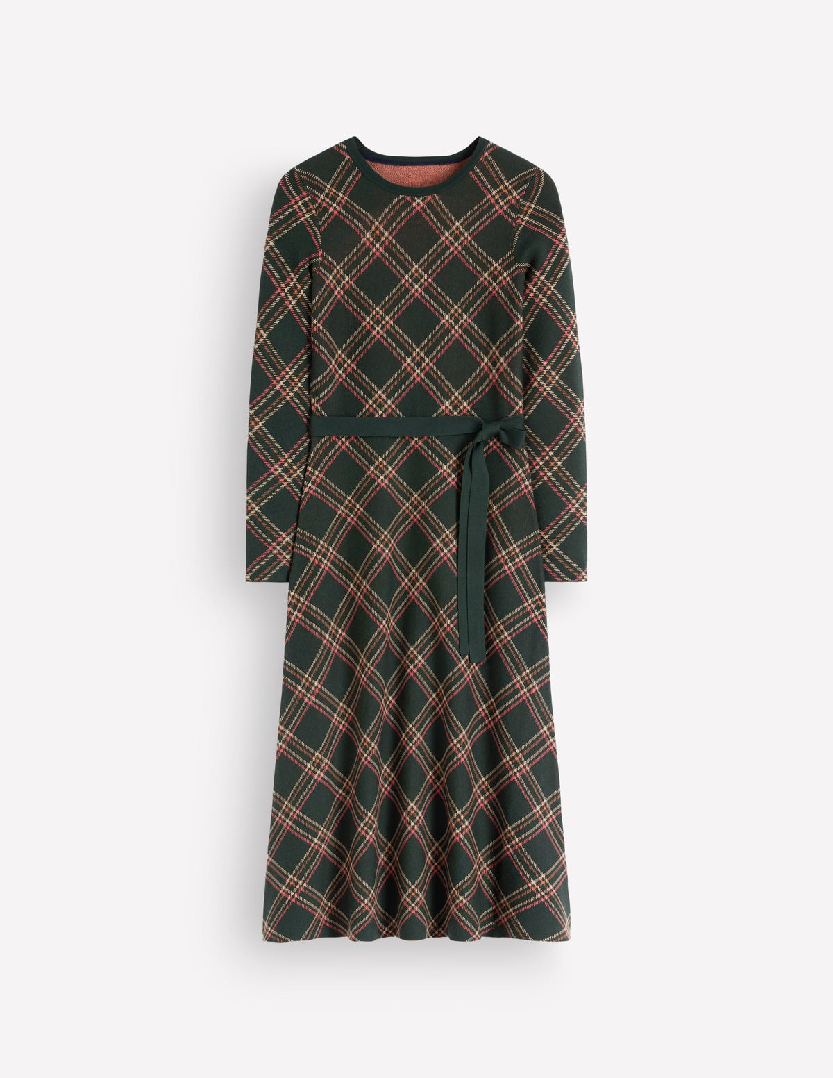 Crew Midi Jacquard Dress-Green Check-8