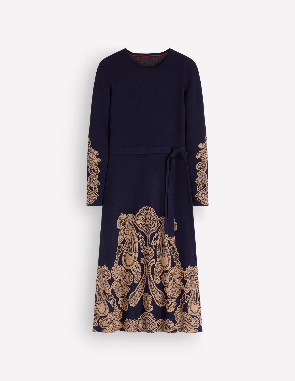 Crew Midi Jacquard Dress-French Navy, Paisley Bouquet-7