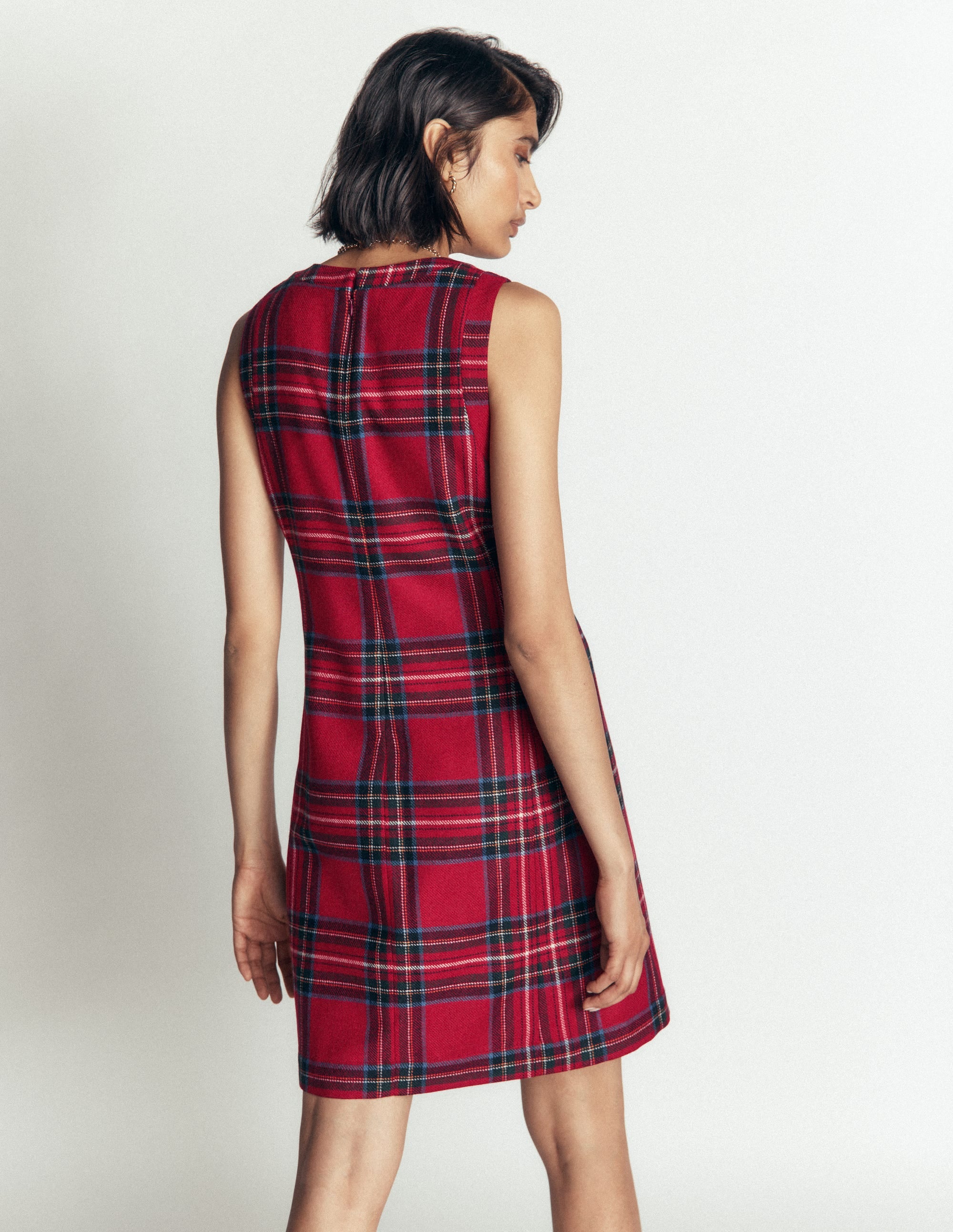 Lou Wool Check Shift Dress-Red, Blue and Green Check - Image 4