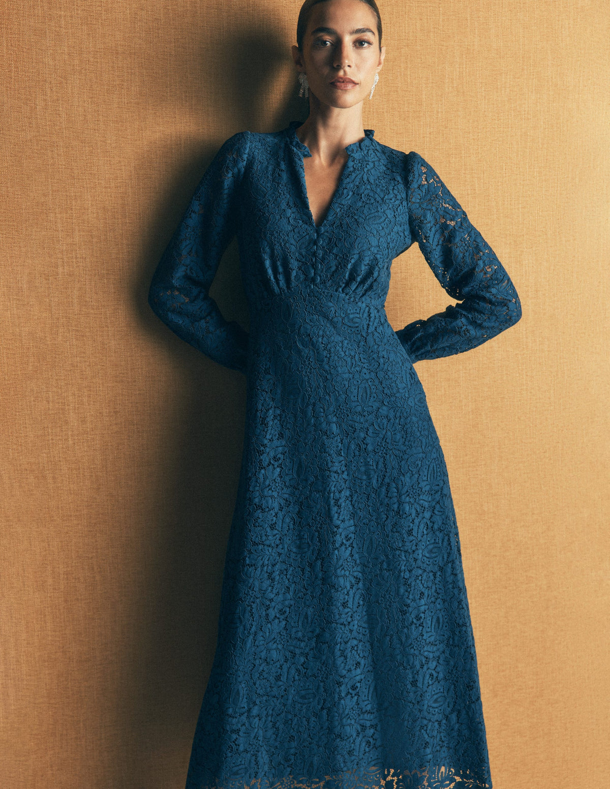 ladies tea dress Cassie Lace - Deep Aurora Blue aluminum