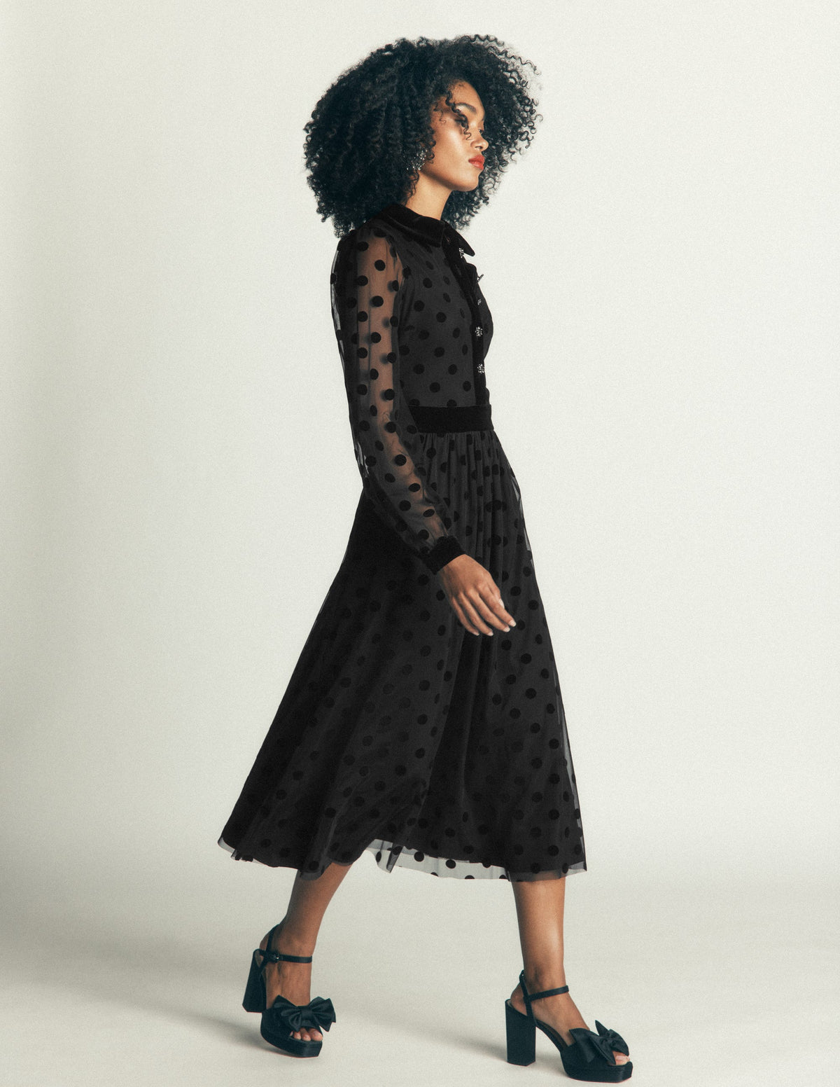 Contrast Detail Tulle Dress-Black - Image 5