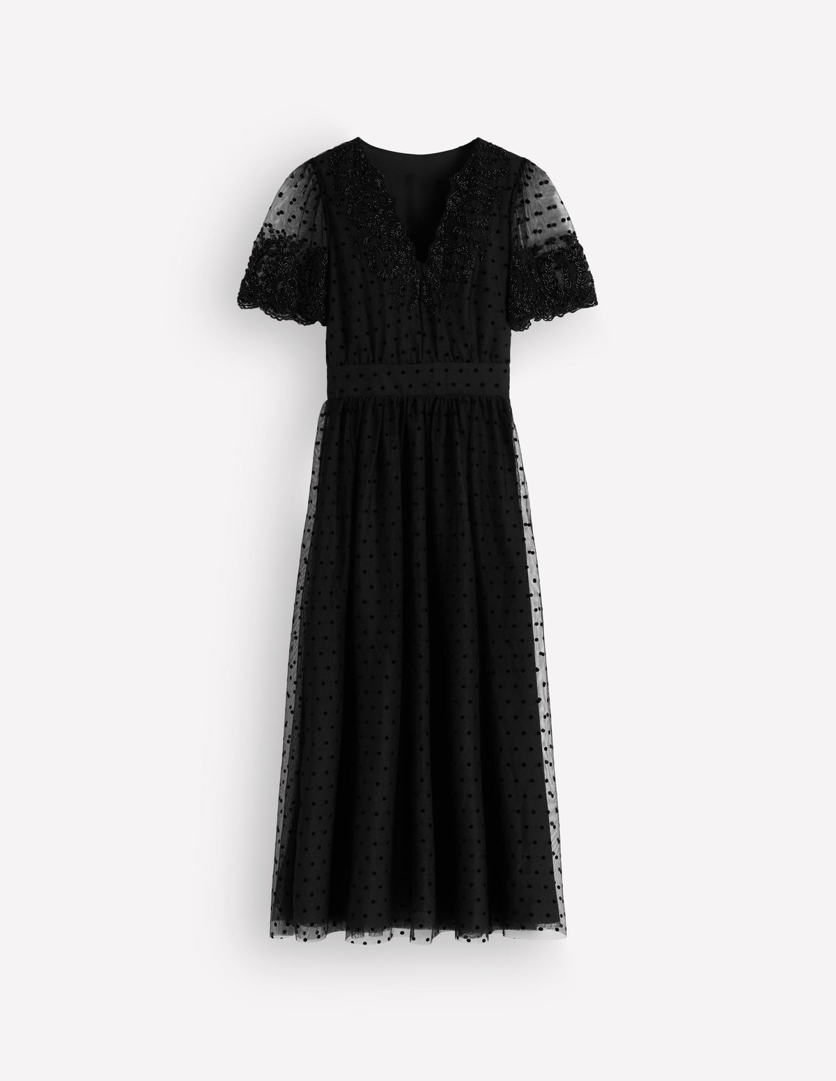 Embroidered Tulle Maxi Dress-Black-6