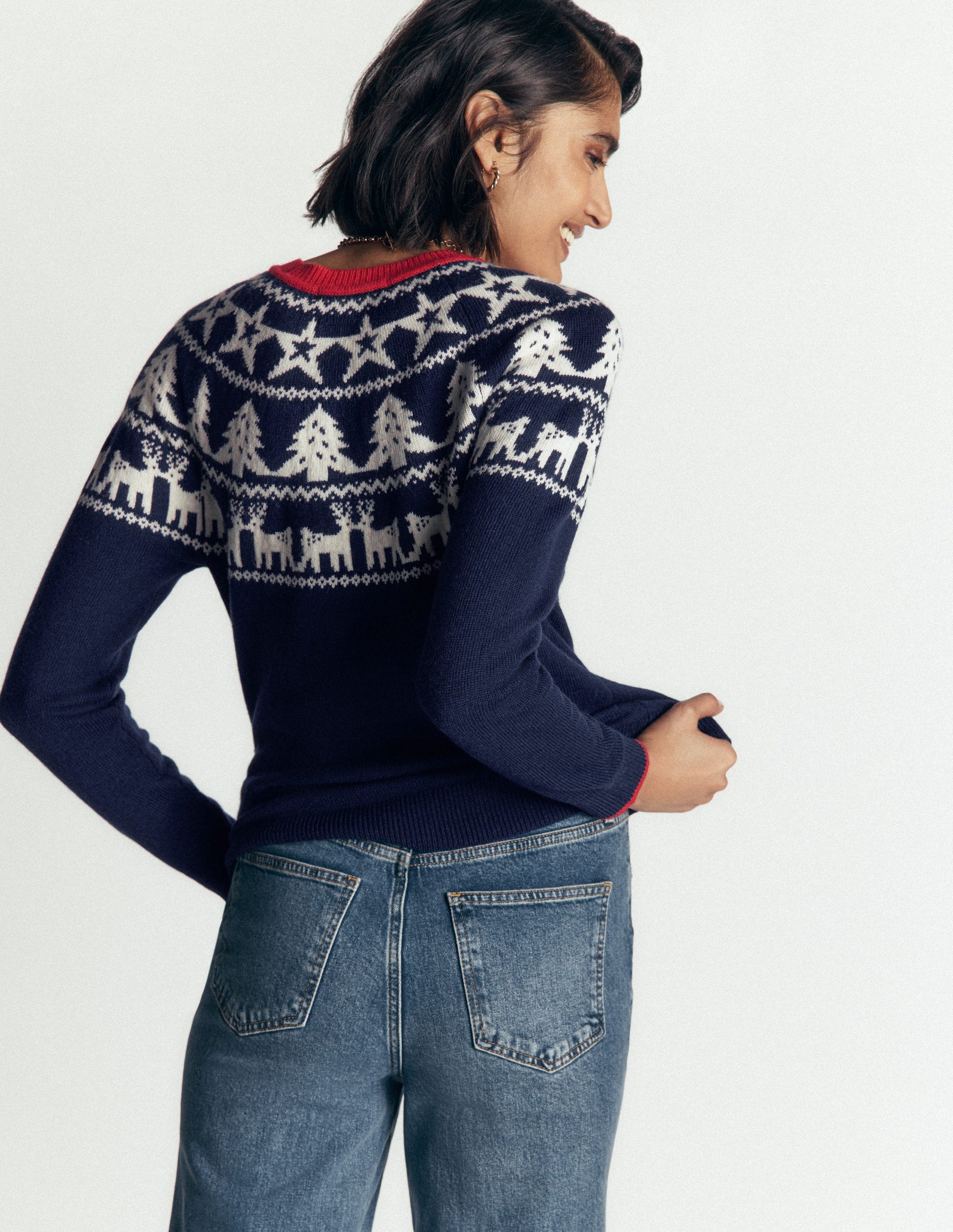 Edie Fair Isle Sweater-Navy reindeer-3