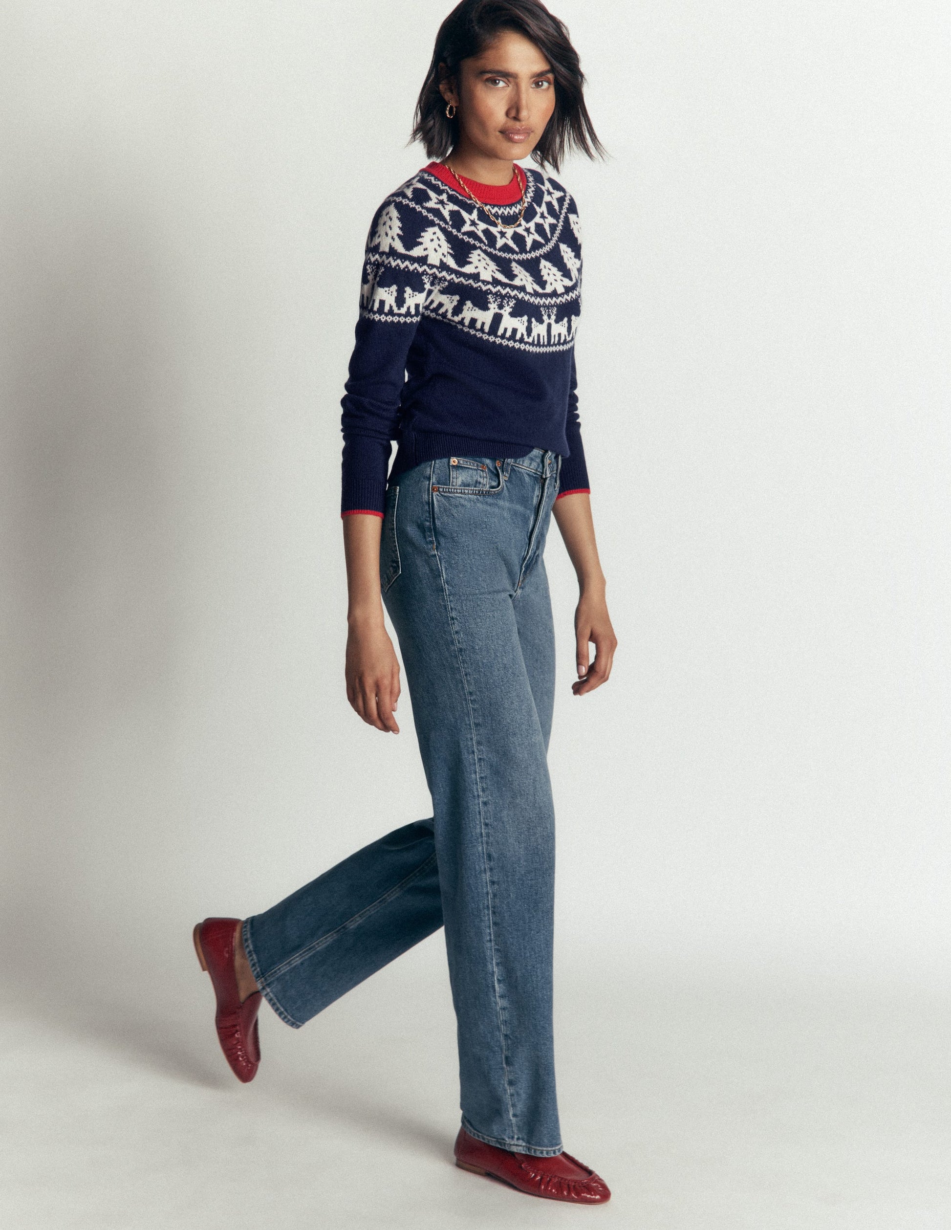 Edie Fair Isle Sweater-Navy reindeer-4