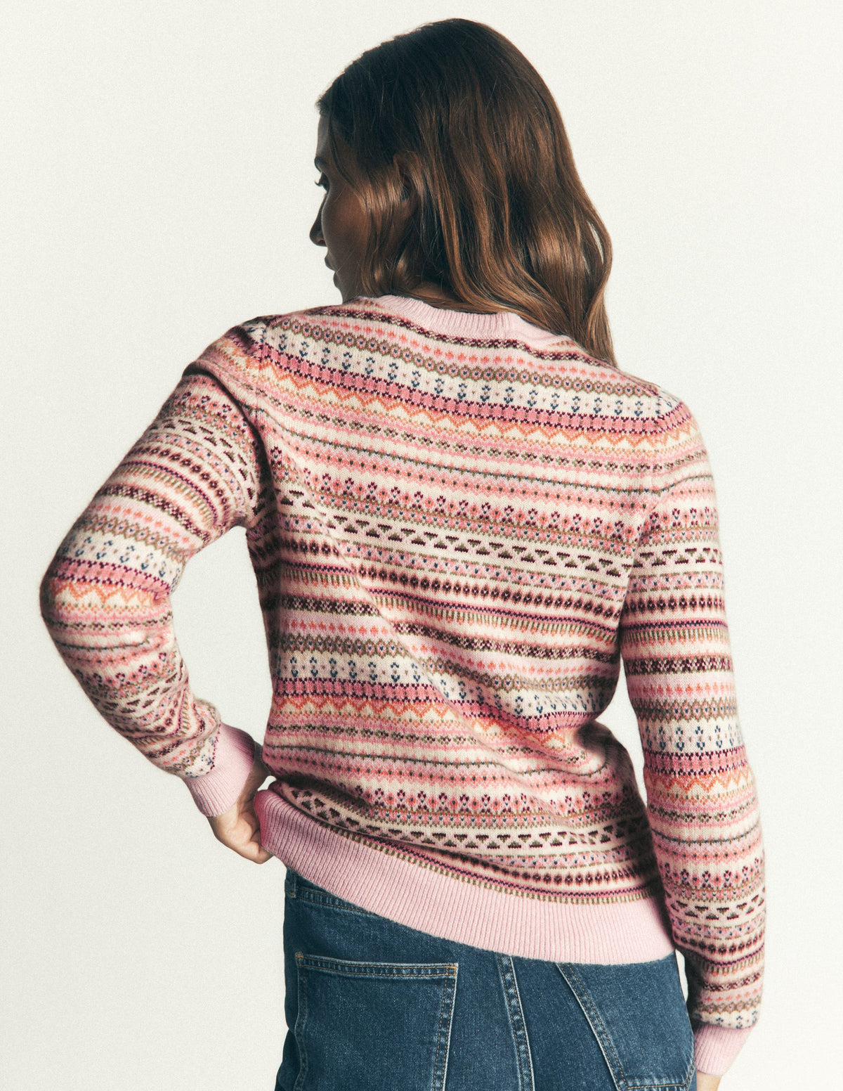 Edie Fair Isle Sweater-Pink all over fair isle - Image 3
