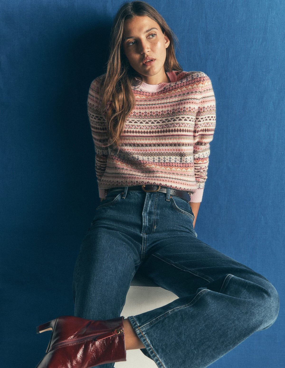 Edie Fair Isle Sweater-Pink all over fair isle - Image 4