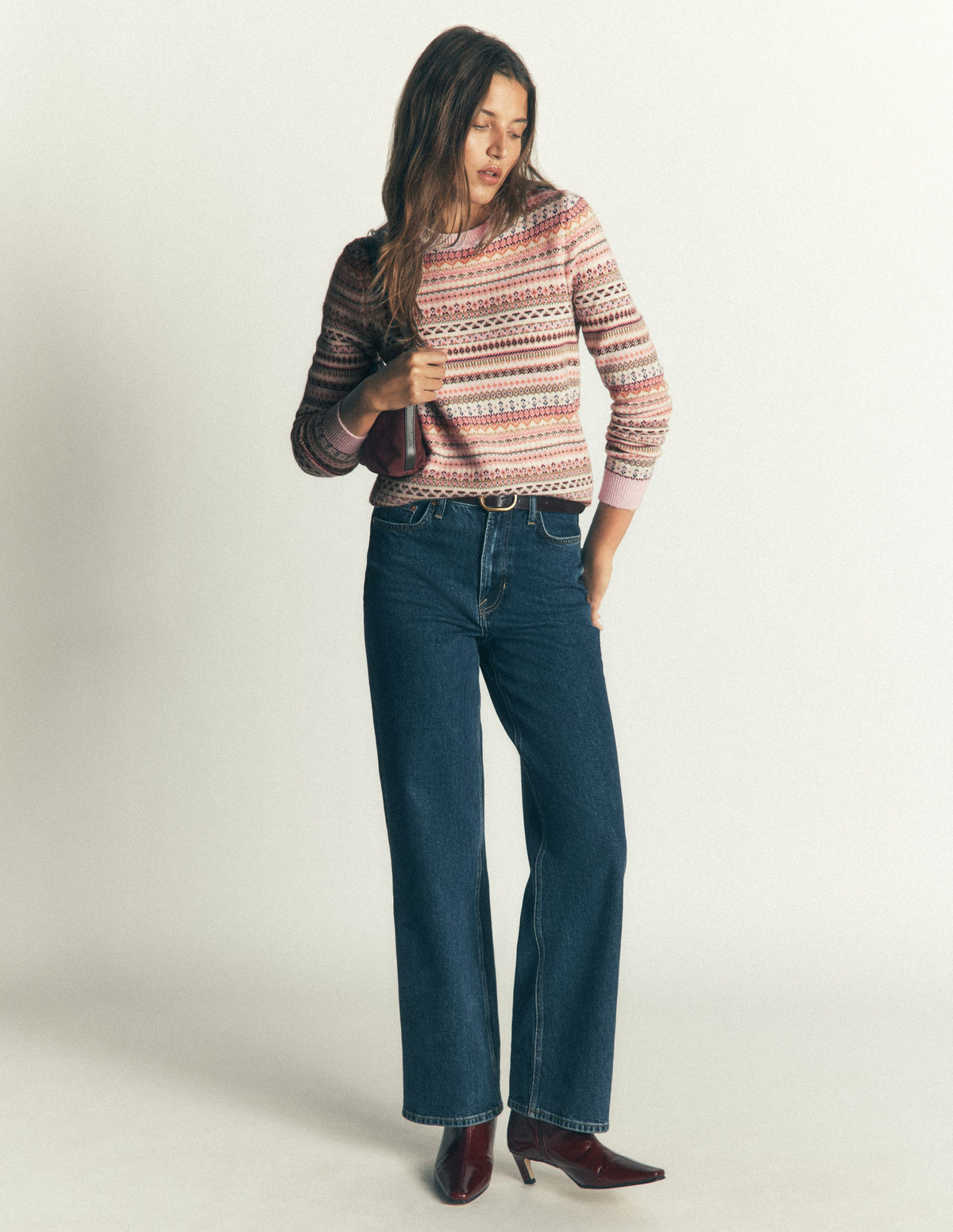 Edie Fair Isle Sweater-Pink all over fair isle-6