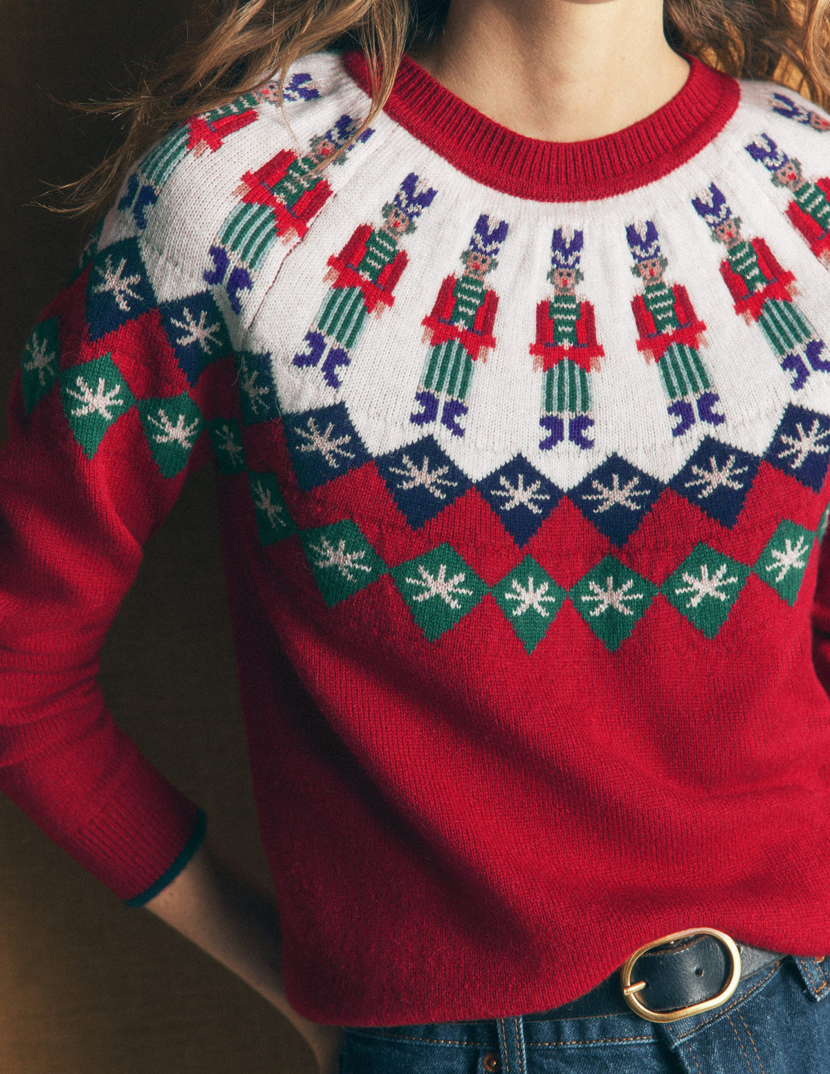 Edie Fair Isle Sweater-Red Solider fair isle - Image 2