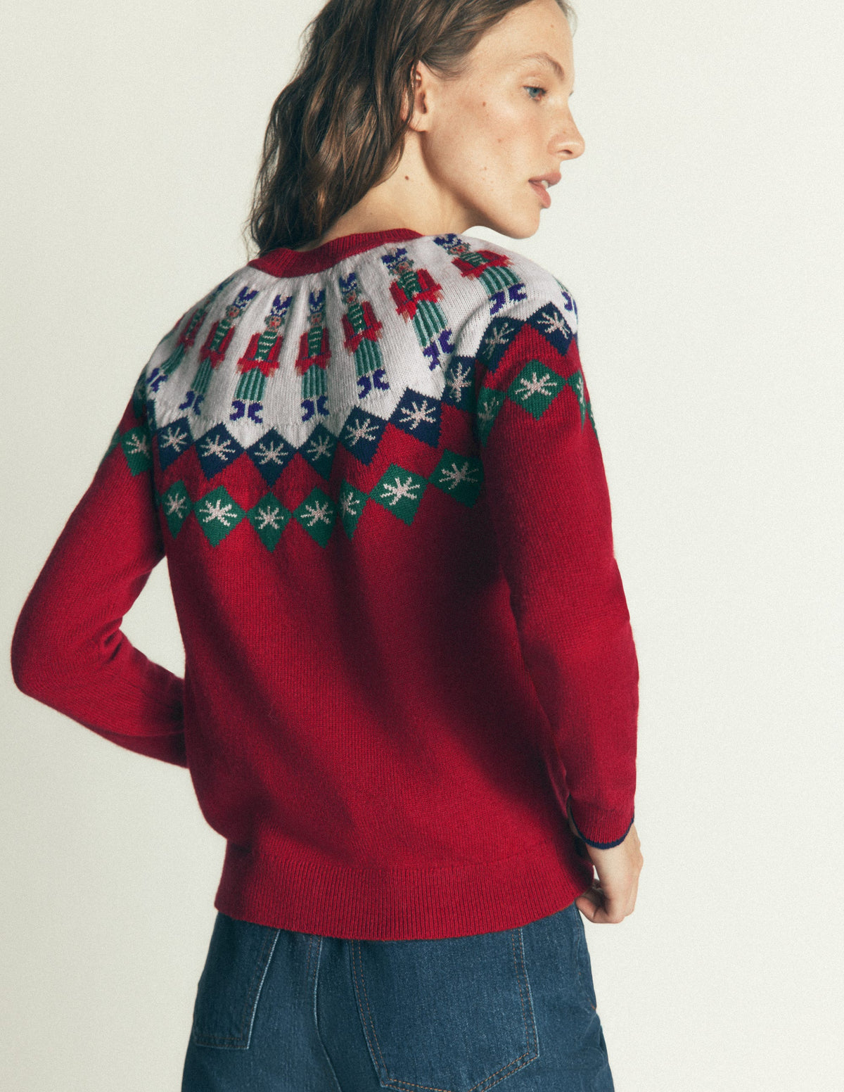 Edie Fair Isle Sweater-Red Solider fair isle - Image 3
