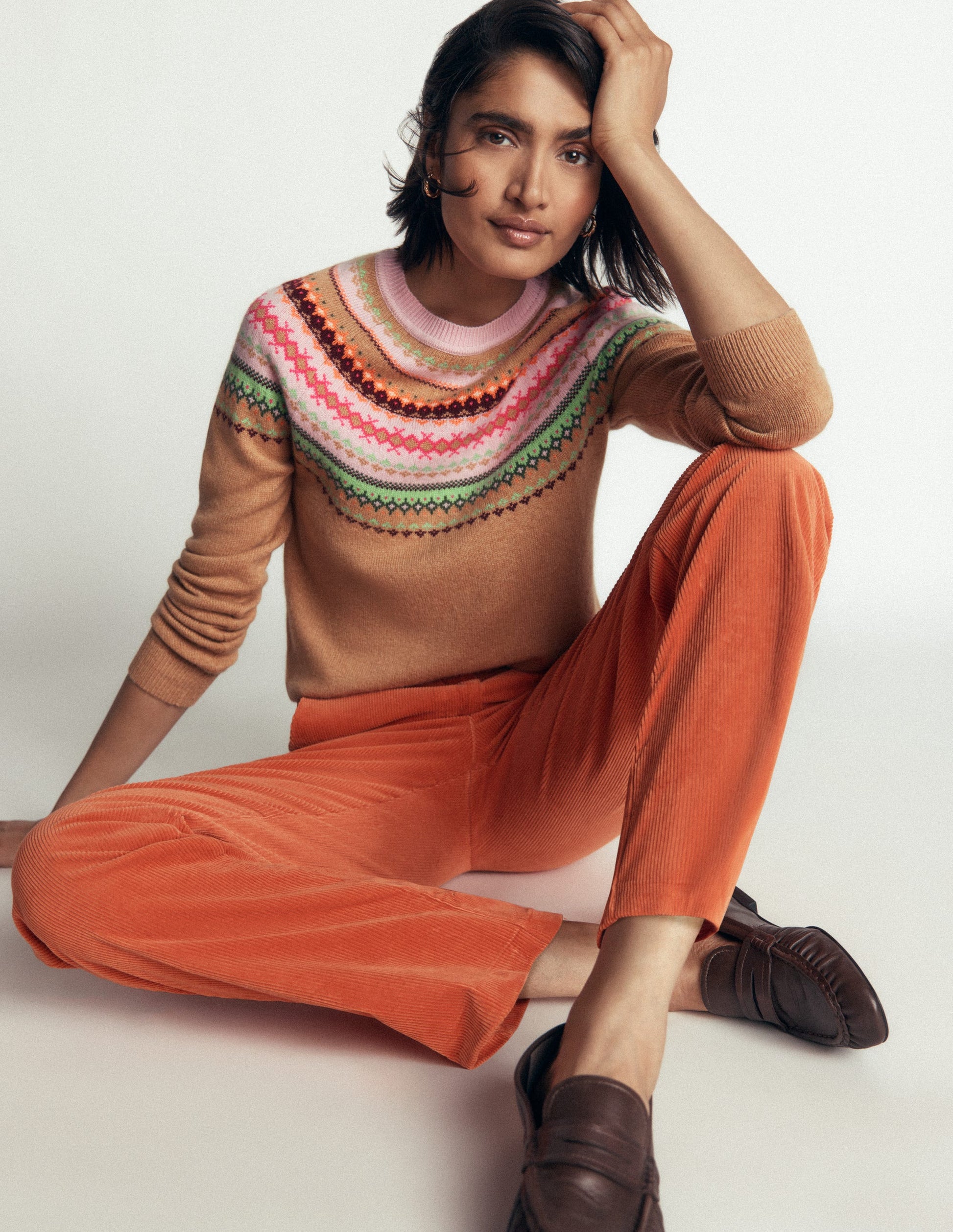 Edie Fair Isle Sweater-Camel fair isle-1