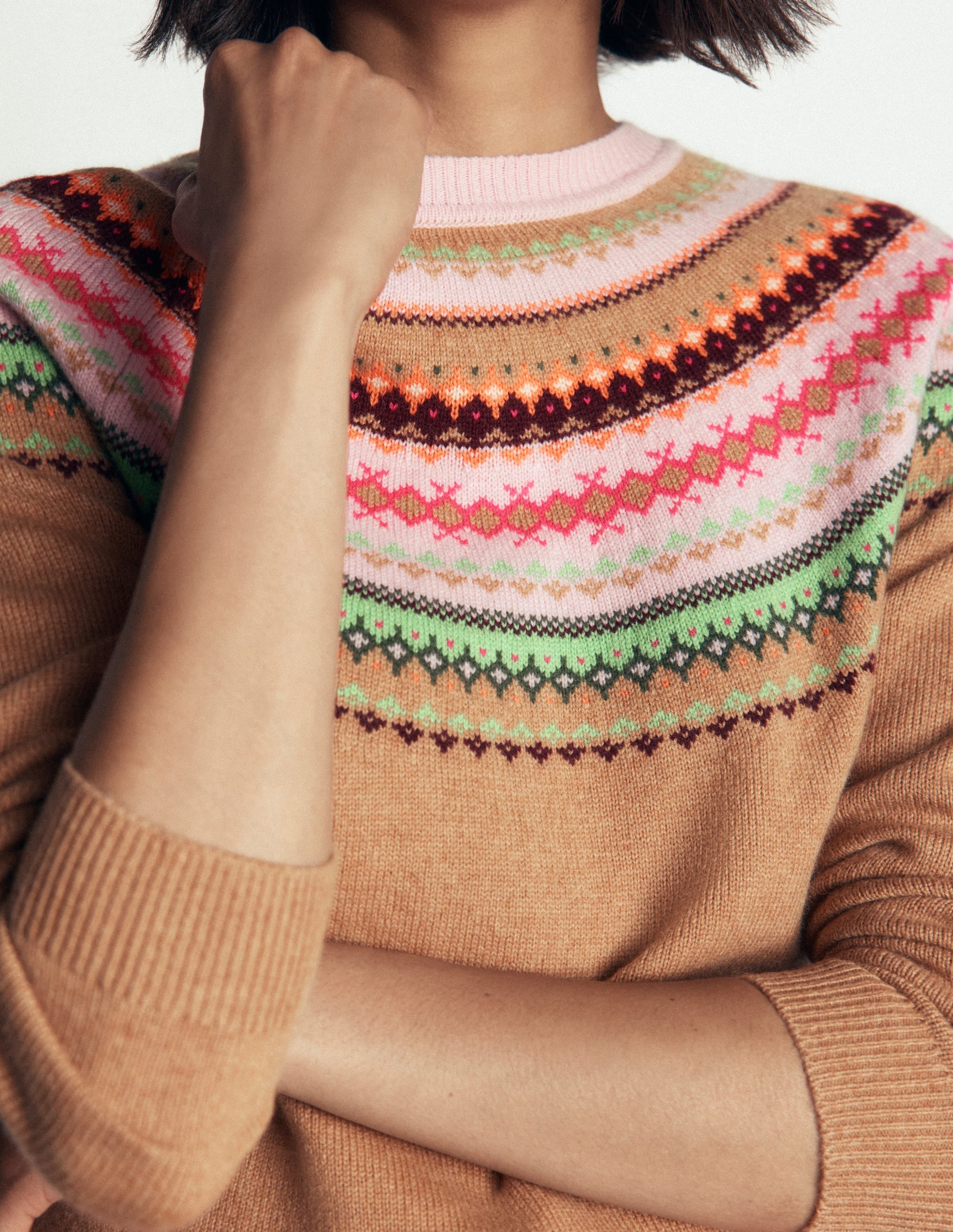Edie Fair Isle Sweater-Camel fair isle - Image 2