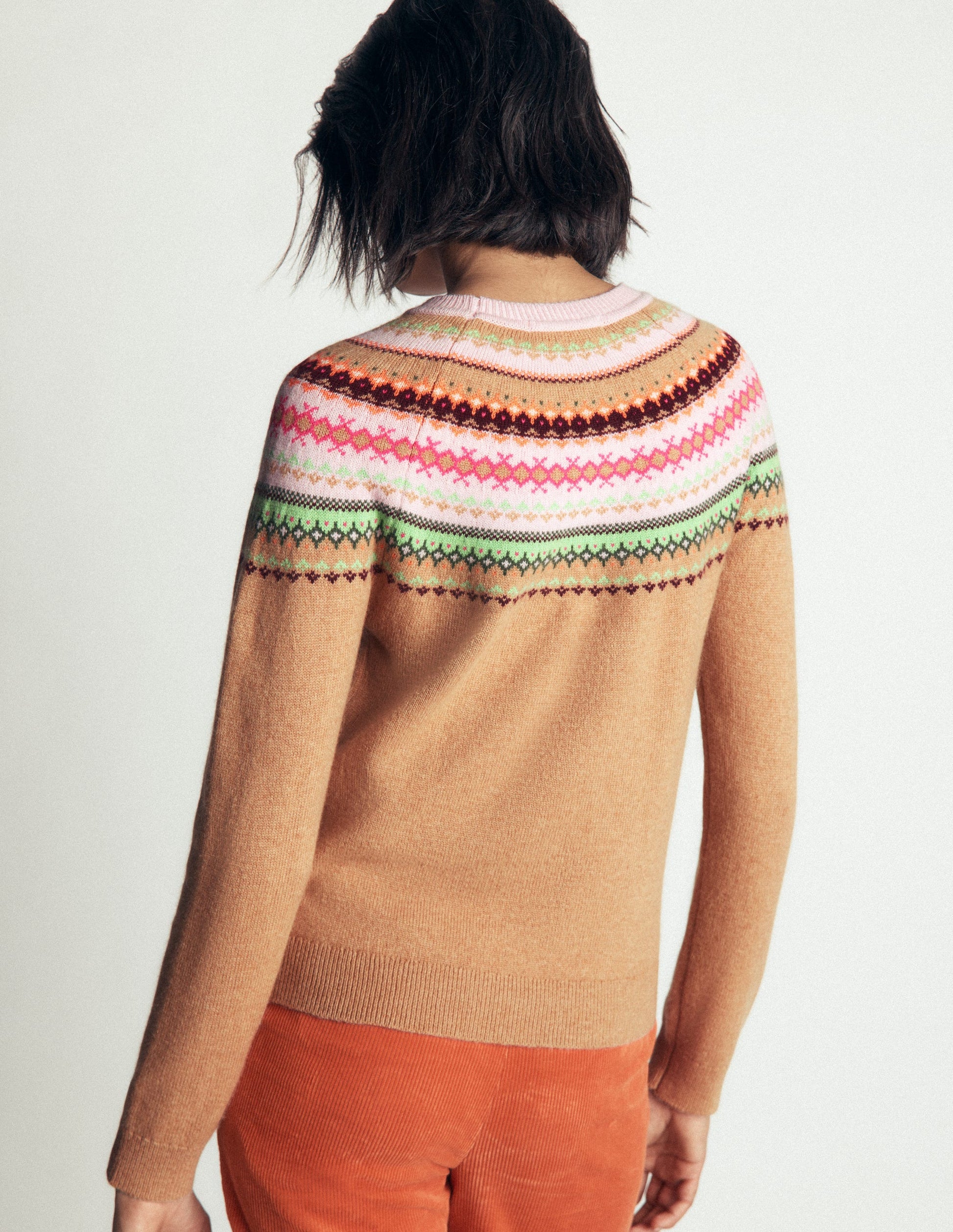 Edie Fair Isle Sweater-Camel fair isle-3
