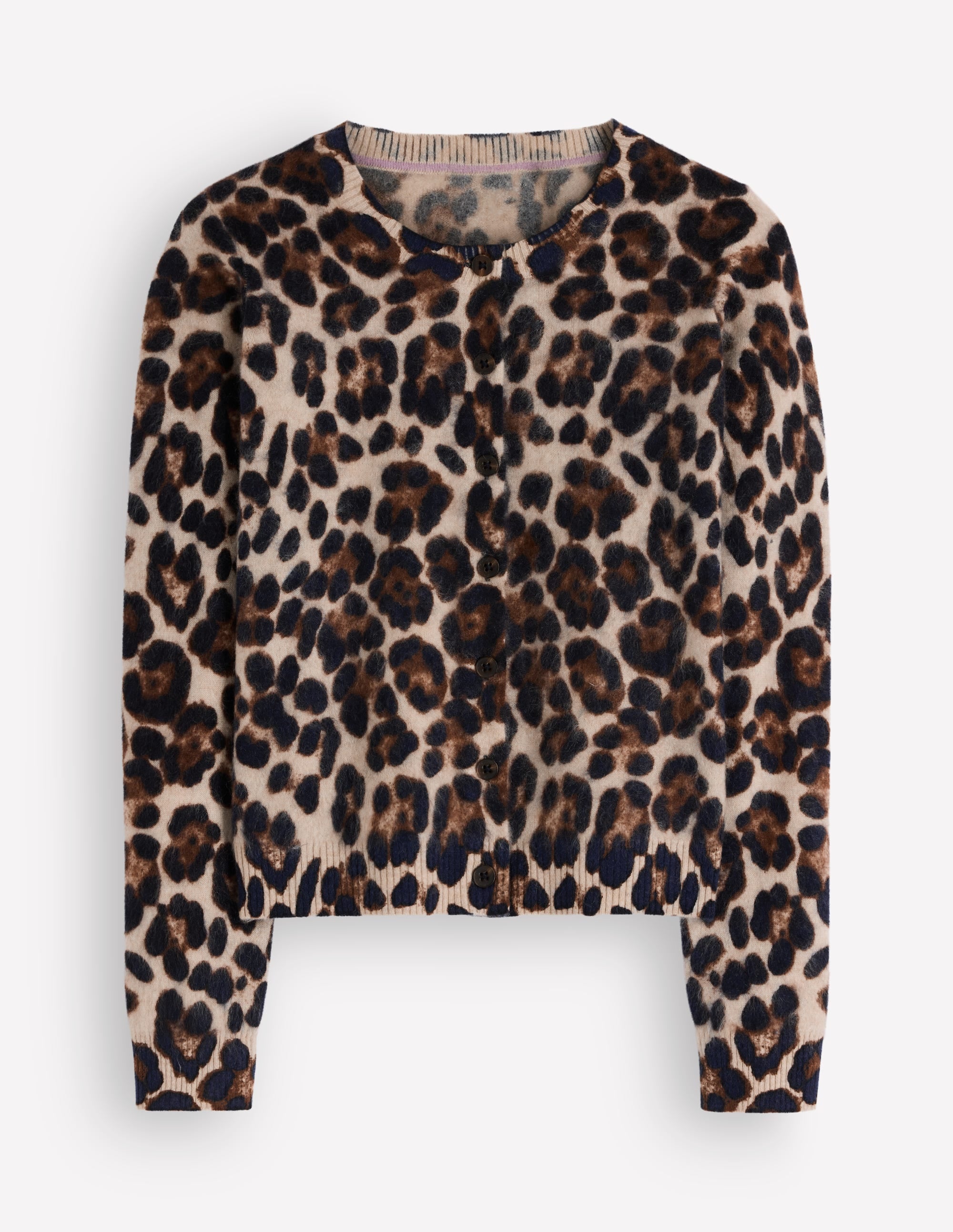 Kat Brushed Cashmere Cardigan-Camel, Leopard - Image 5
