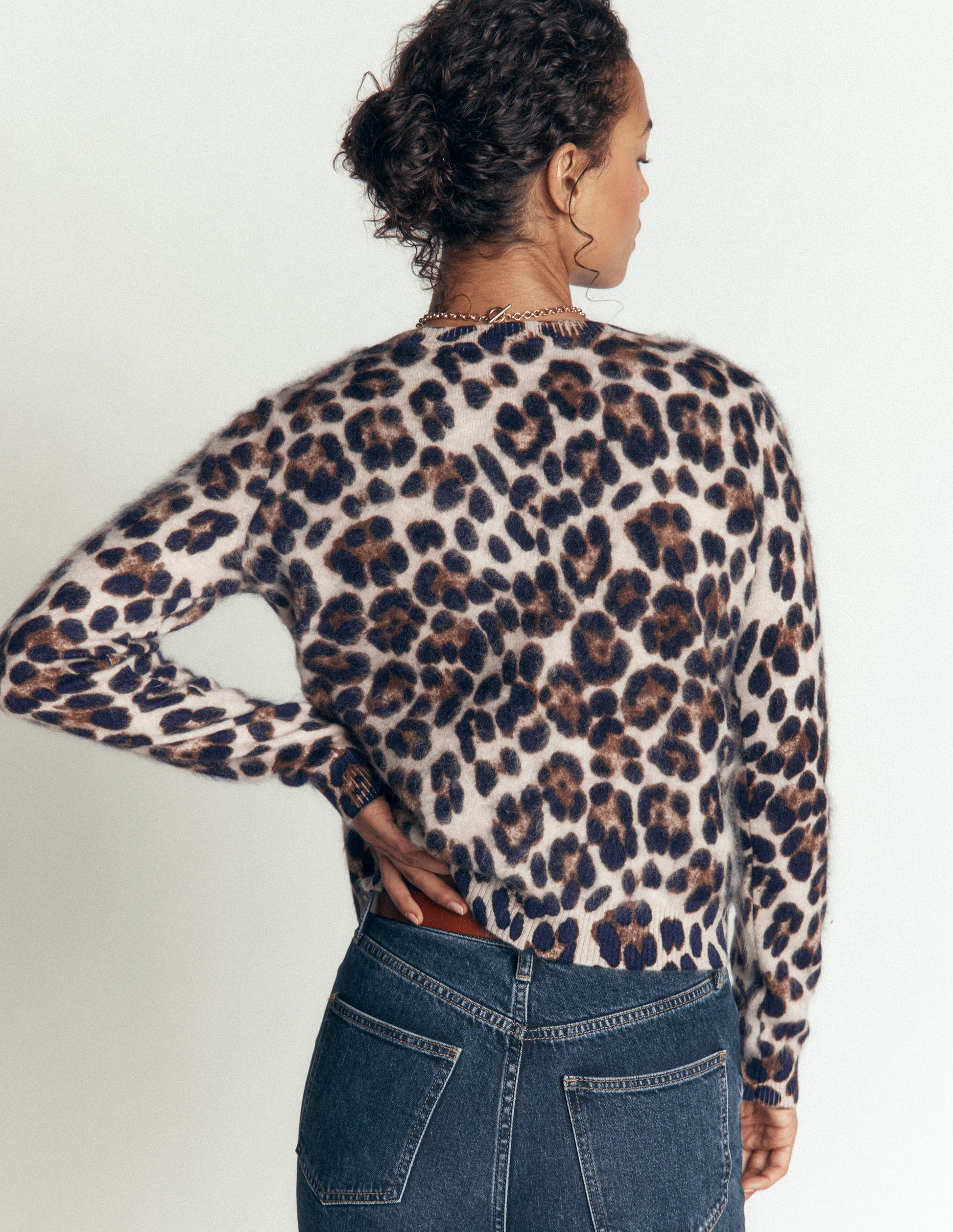 Kat Brushed Cashmere Cardigan-Camel, Leopard-3