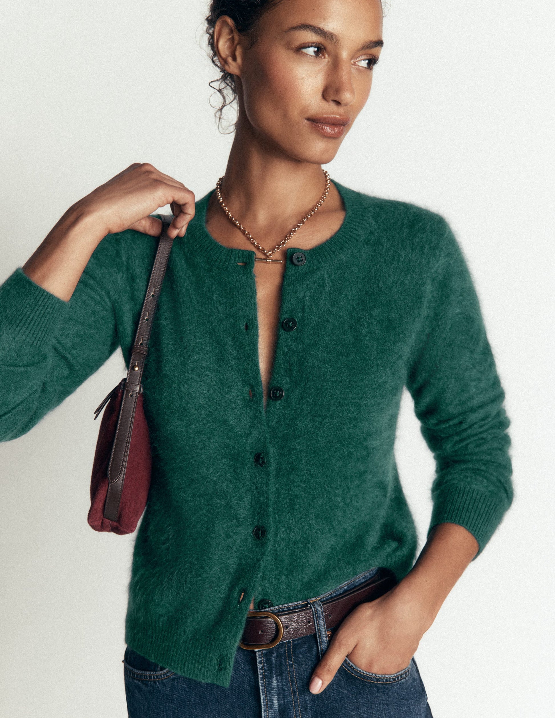 Kat Brushed Cashmere Cardigan-Midnight Teal-1