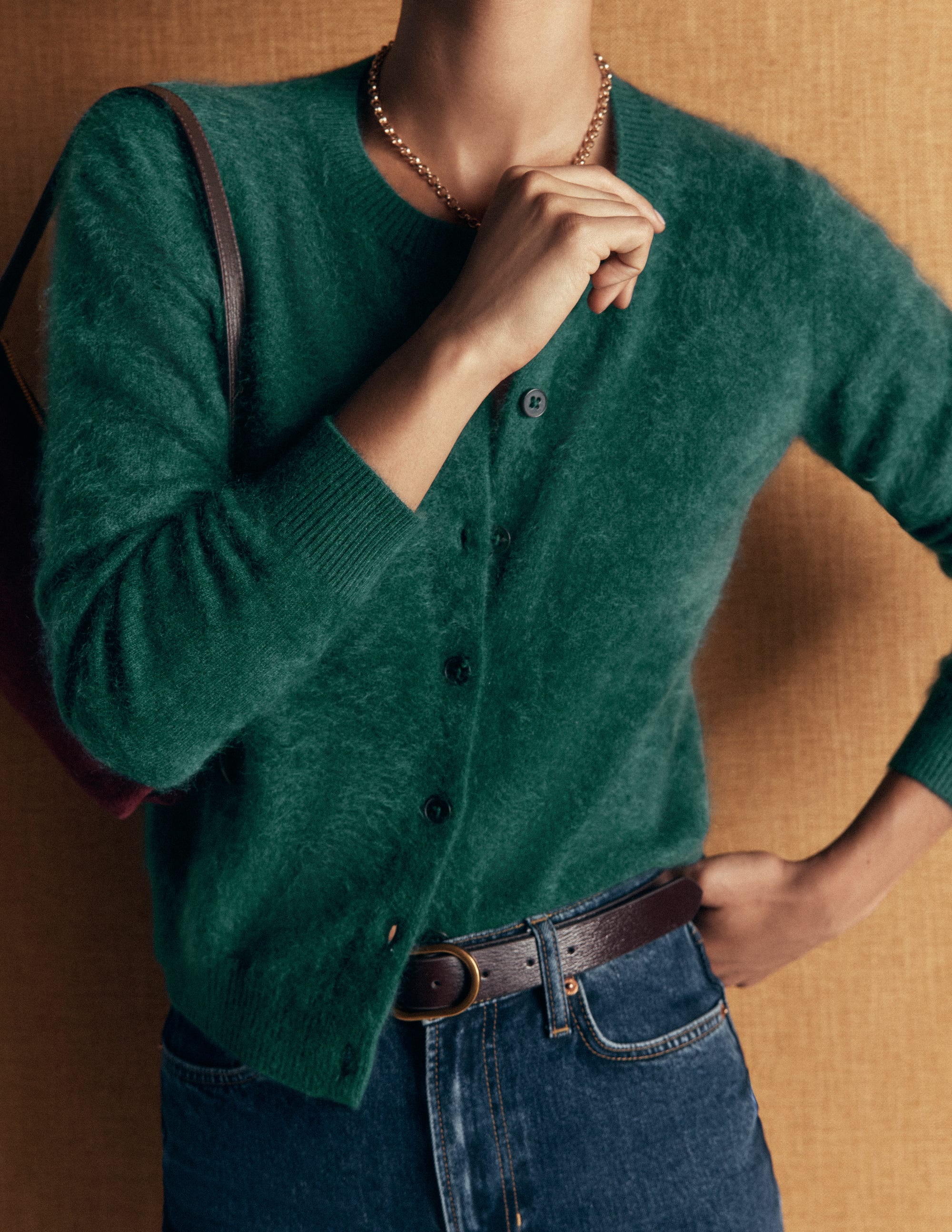 Kat Brushed Cashmere Cardigan-Midnight Teal - Image 2