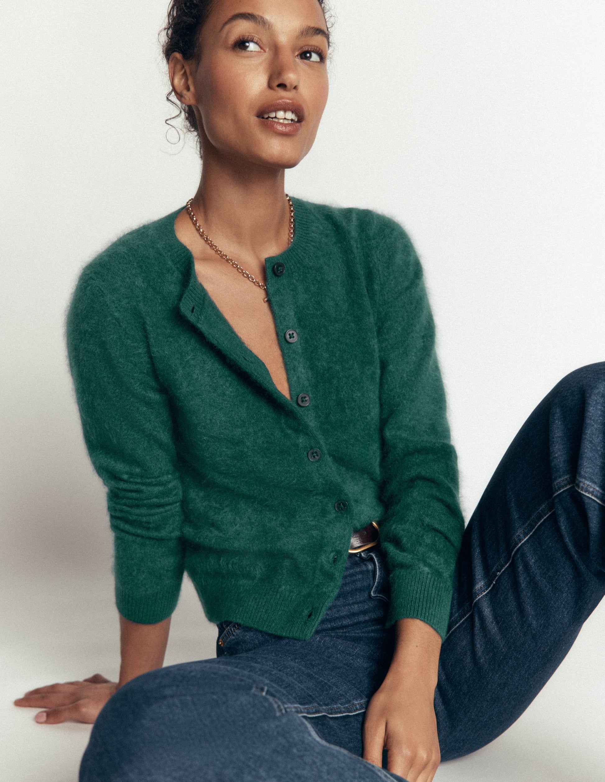 Kat Brushed Cashmere Cardigan-Midnight Teal-4