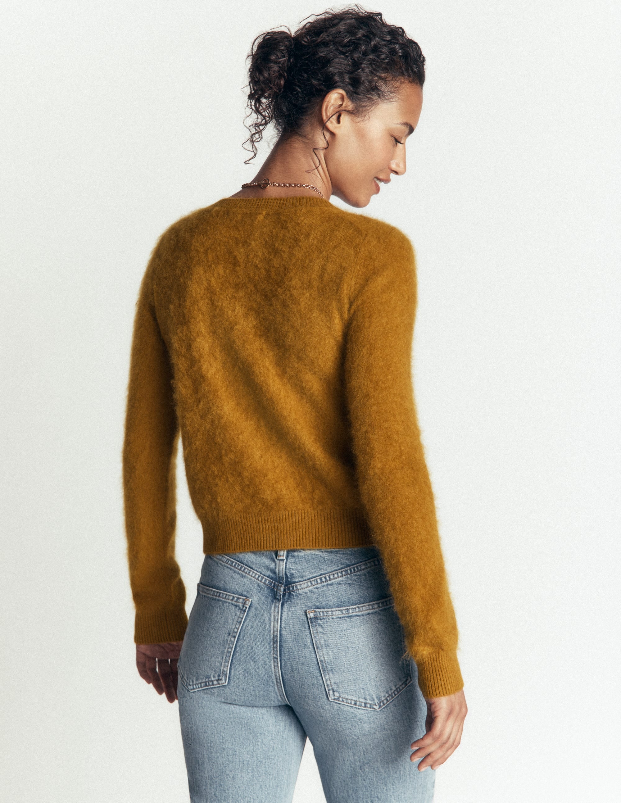 Kat Brushed Cashmere Cardigan-Toffee Brown - Image 3