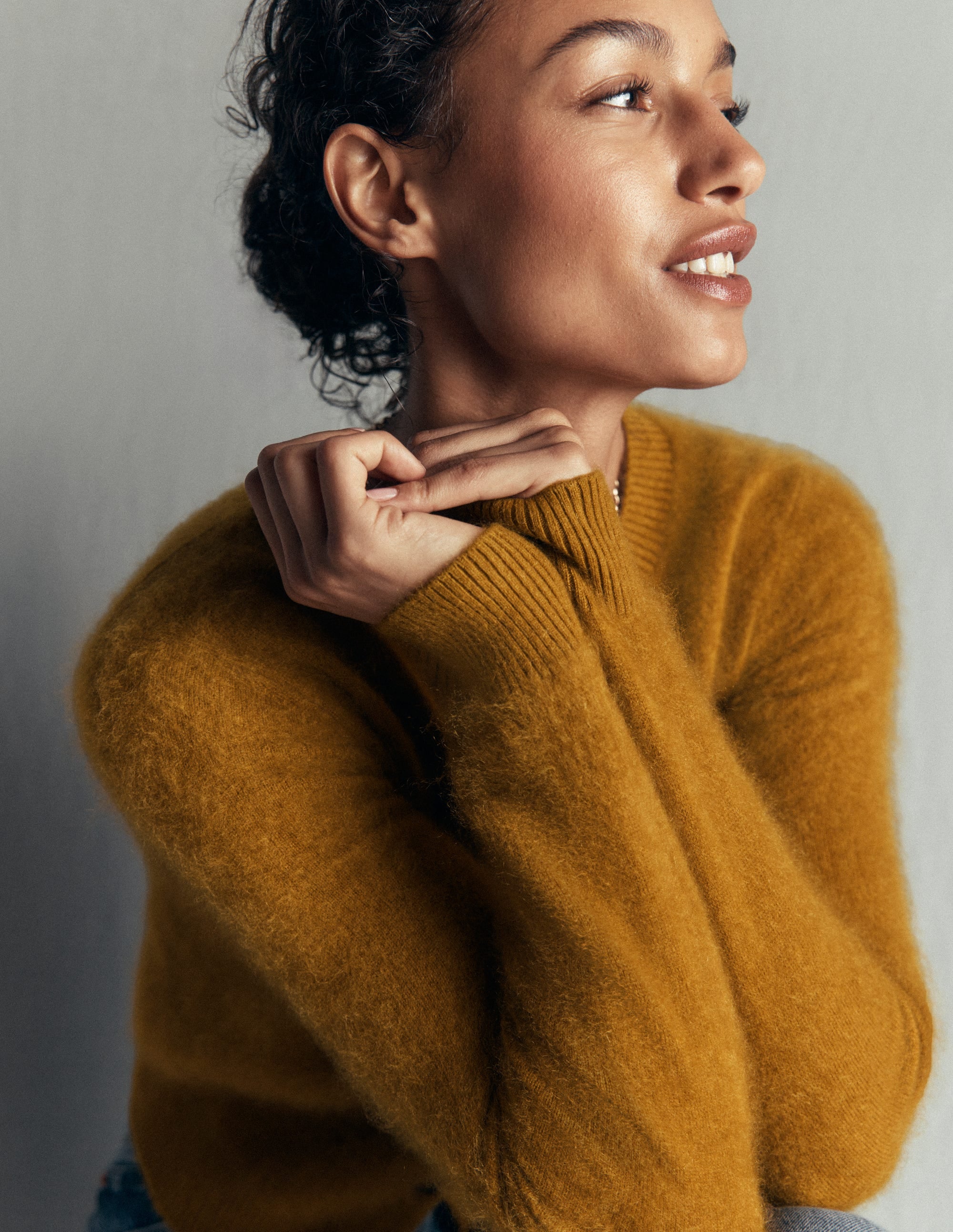Kat Brushed Cashmere Cardigan-Toffee Brown - Image 4