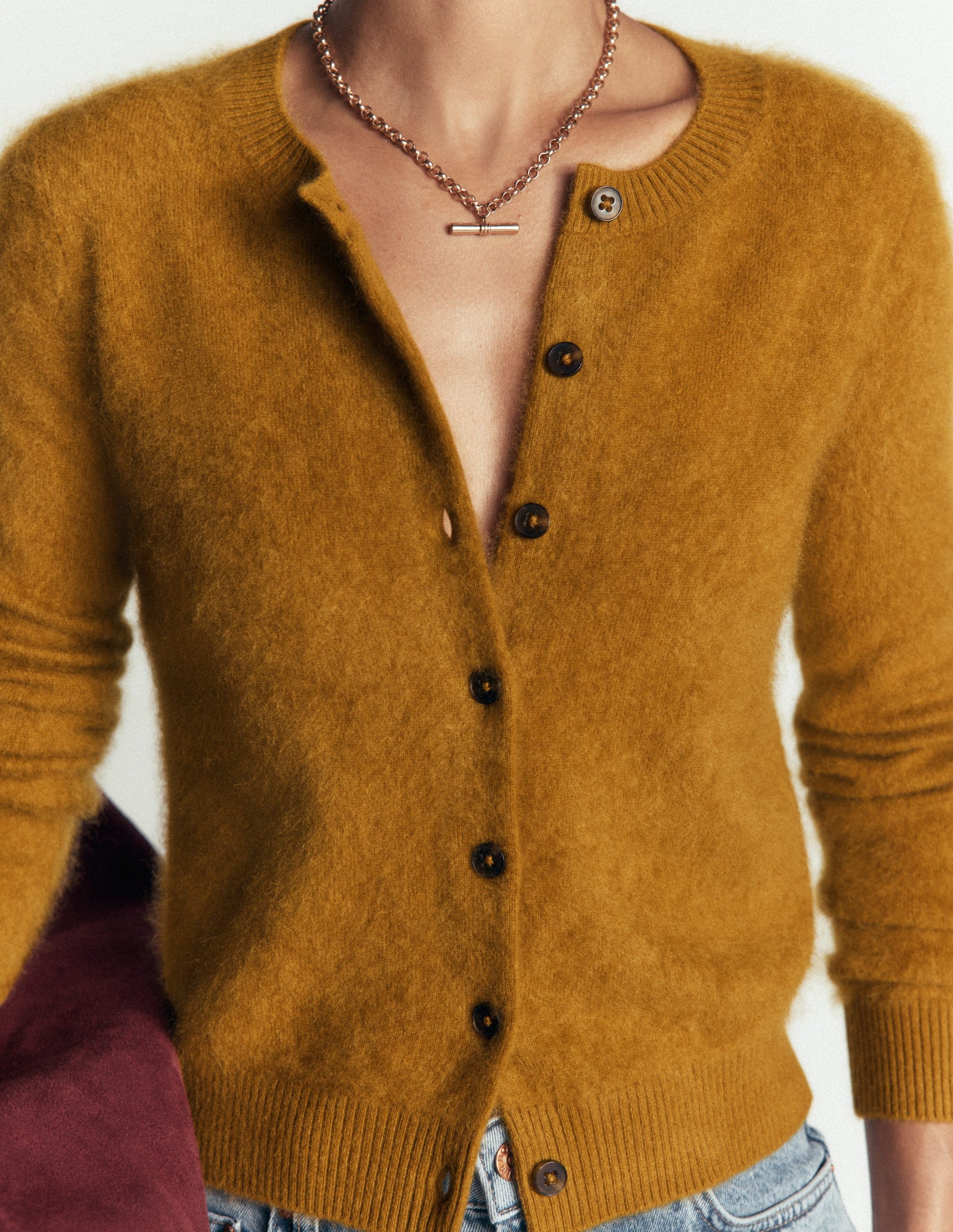 Kat Brushed Cashmere Cardigan-Toffee Brown-5