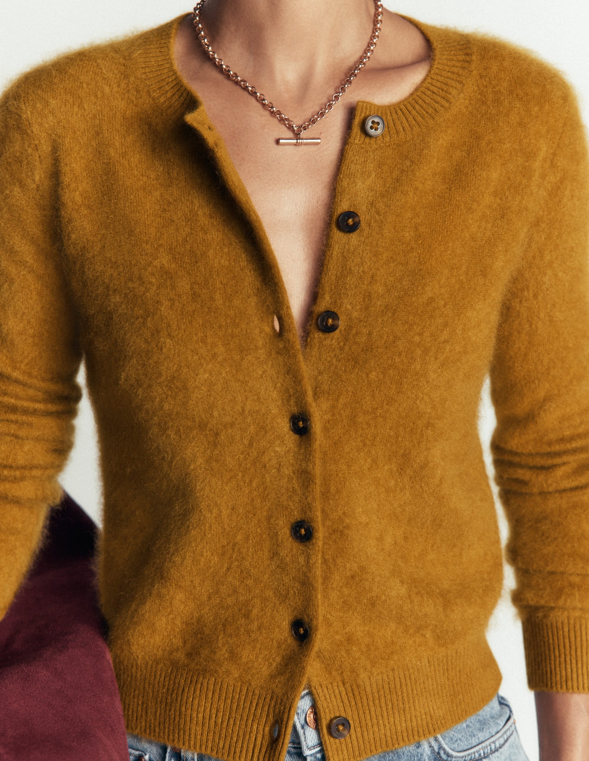 Kat Brushed Cashmere Cardigan-Toffee Brown - Image 5