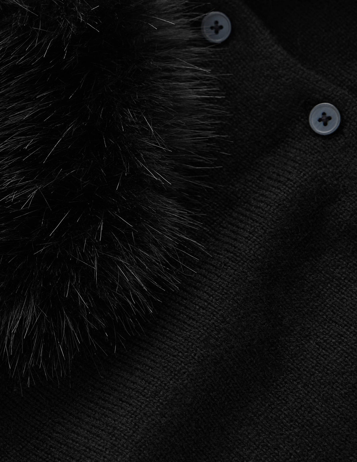 Fur Collar Cropped Cardigan-Black - Image 8