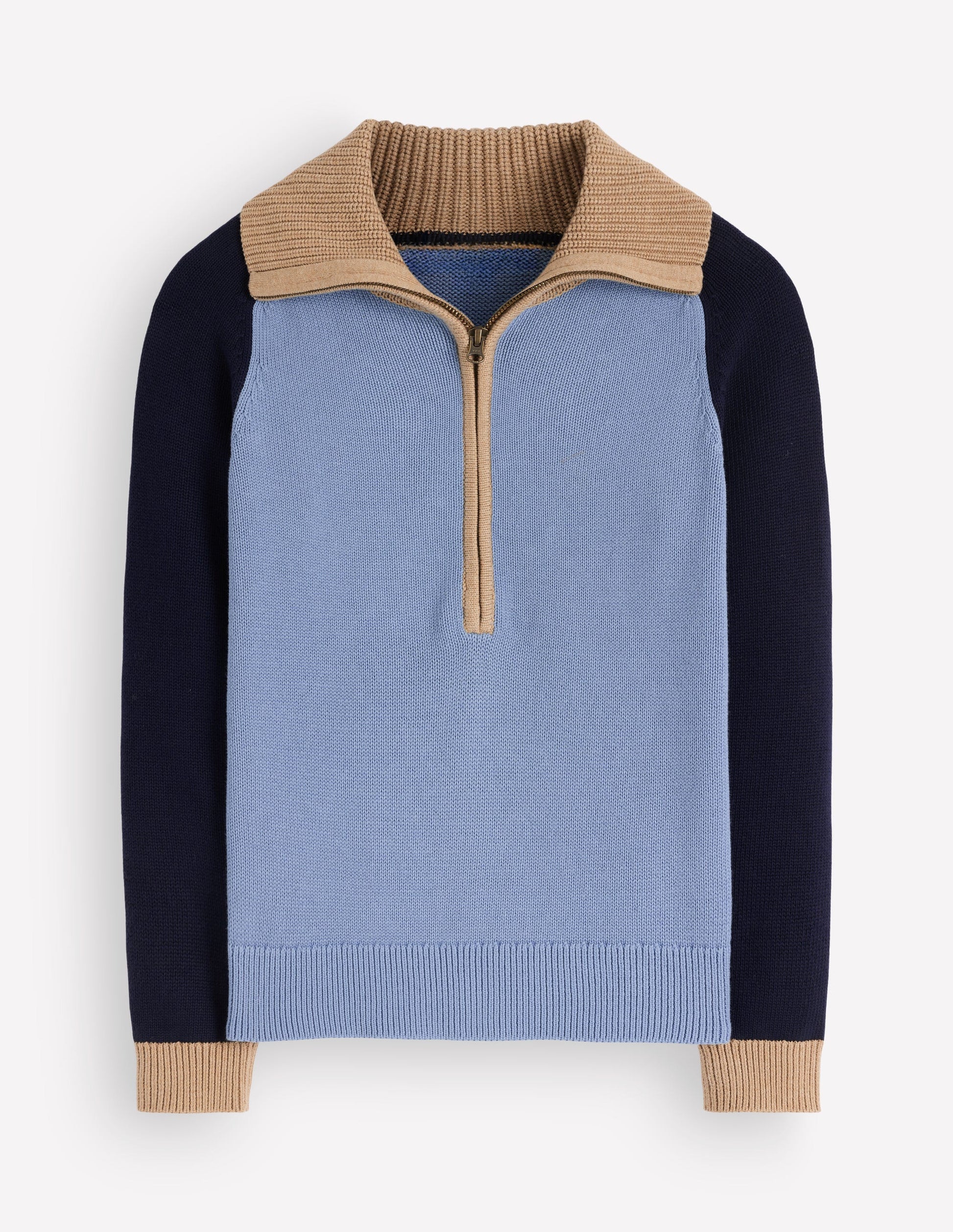 Lucy Half Zip Sweater-Blue Colour Block-6