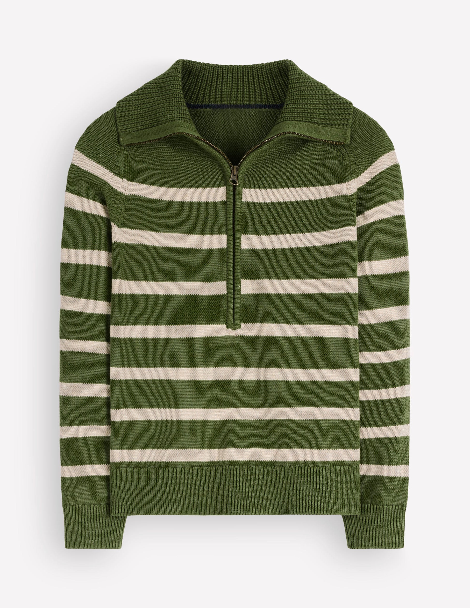 Lucy Half Zip Sweater-Green Stripe-6