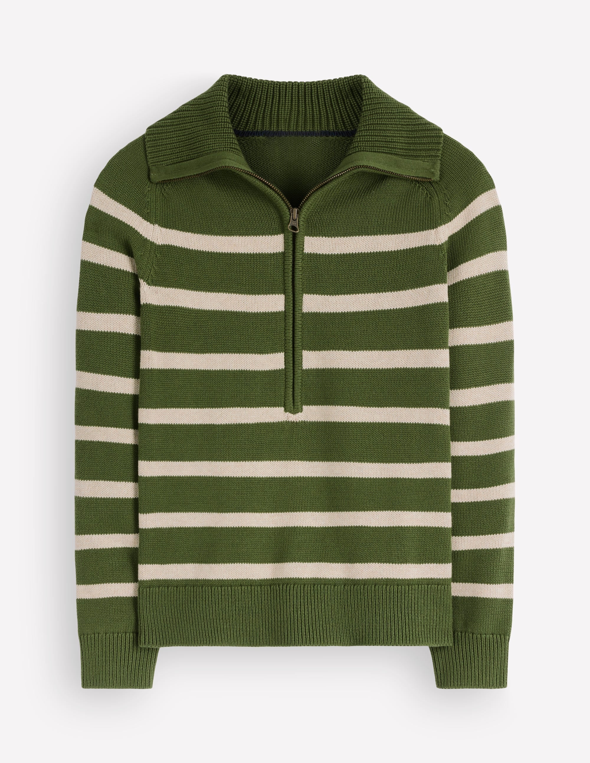 Lucy Half Zip Sweater-Green Stripe - Image 6