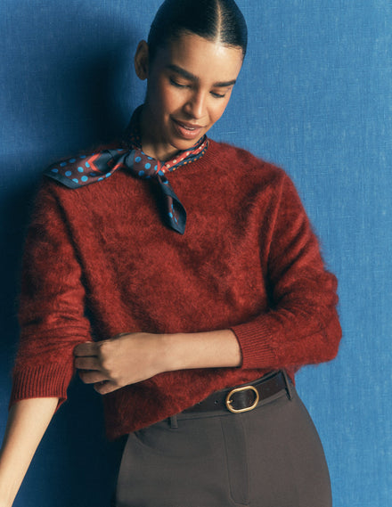 Kat Brushed Cashmere Sweater-Burnt Orange