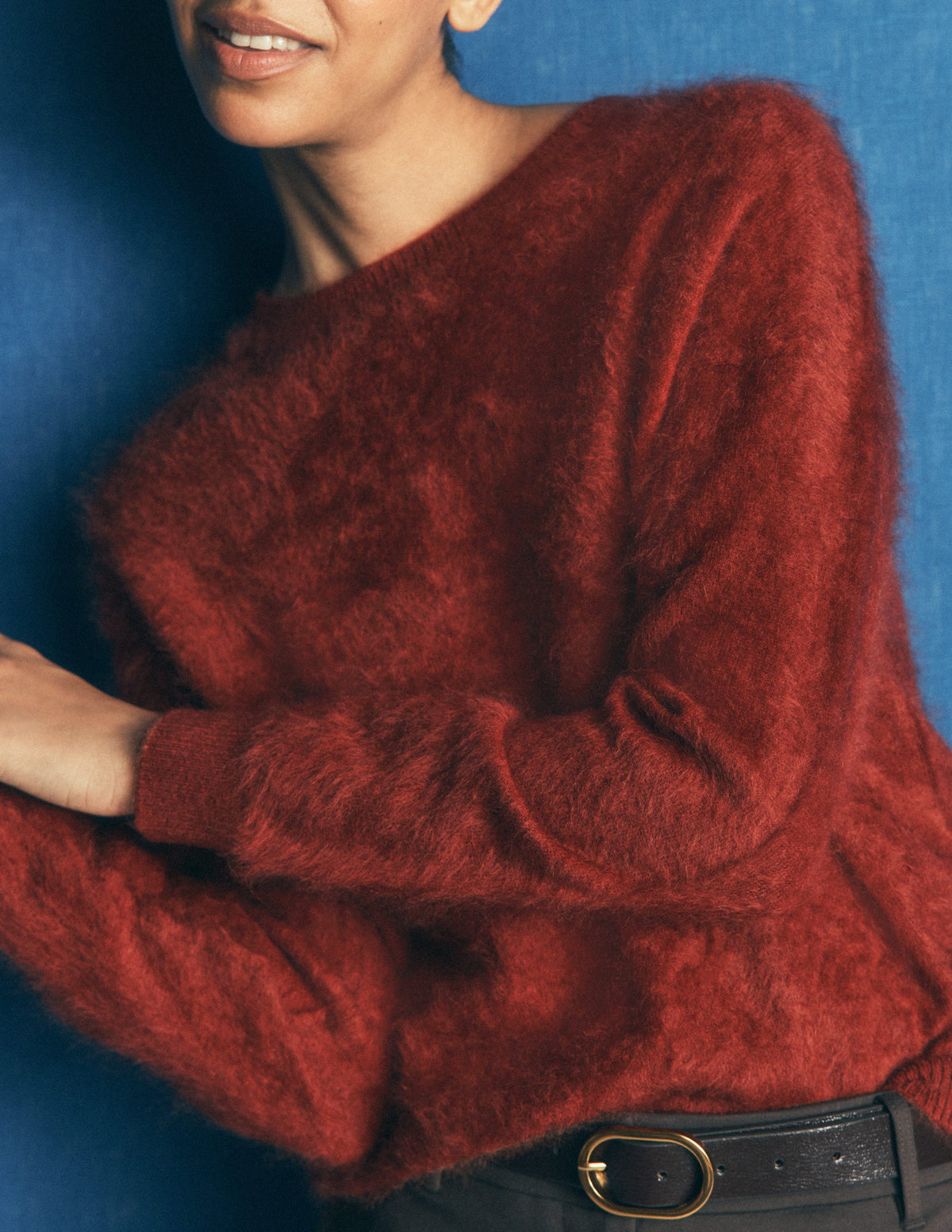 Kat Brushed Cashmere Sweater-Burnt Orange - Image 2