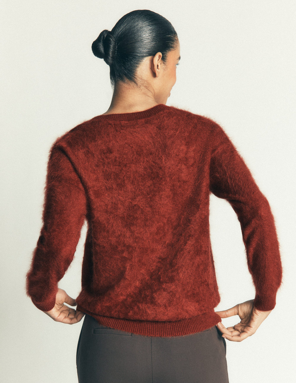 Kat Brushed Cashmere Sweater-Burnt Orange-3