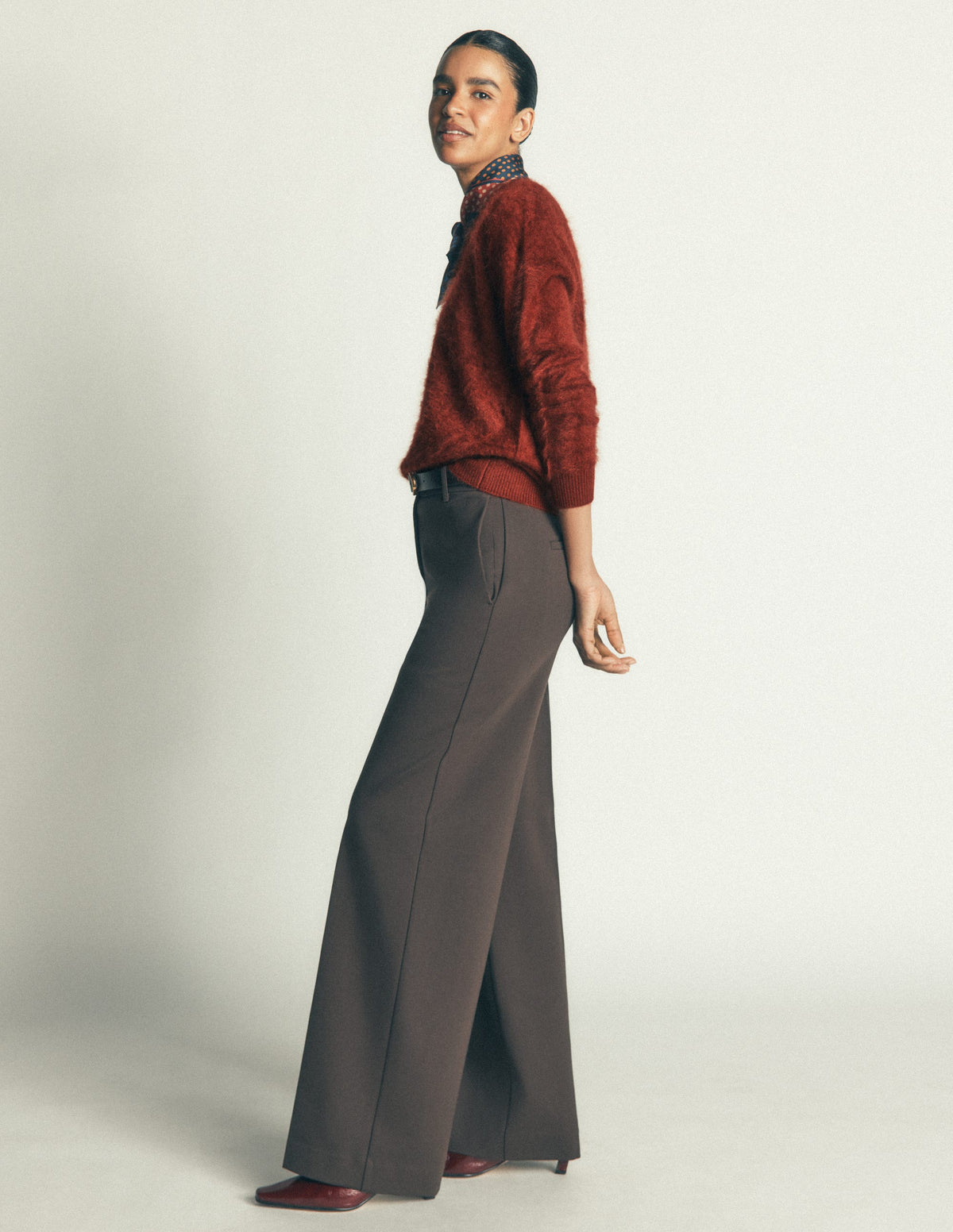 Kat Brushed Cashmere Sweater-Burnt Orange-4
