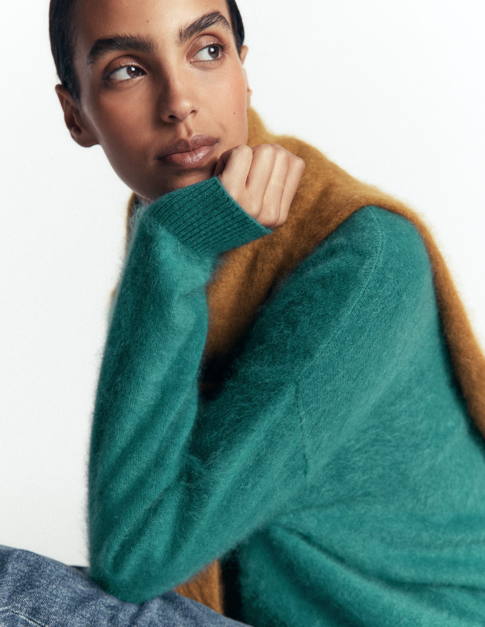 Kat Brushed Cashmere Sweater-Deep Sea Depths-2