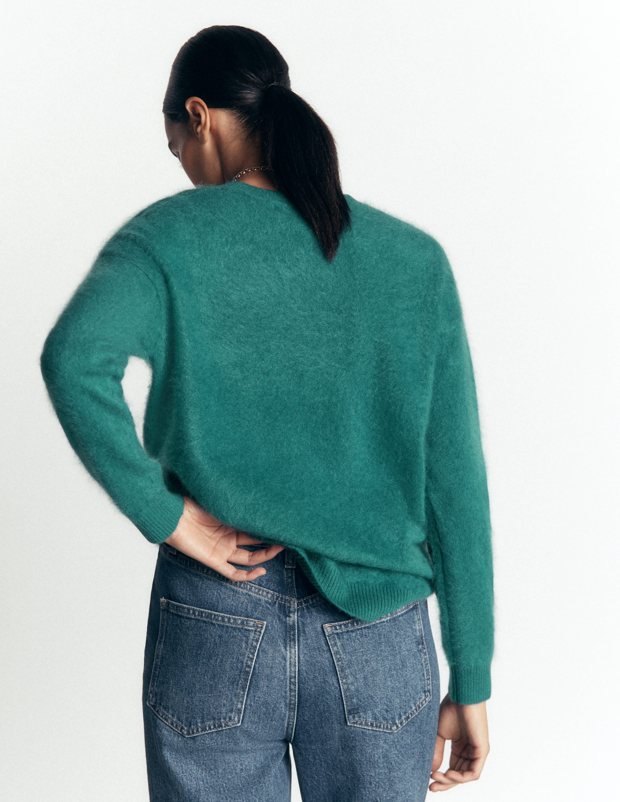 Kat Brushed Cashmere Sweater-Deep Sea Depths - Image 3