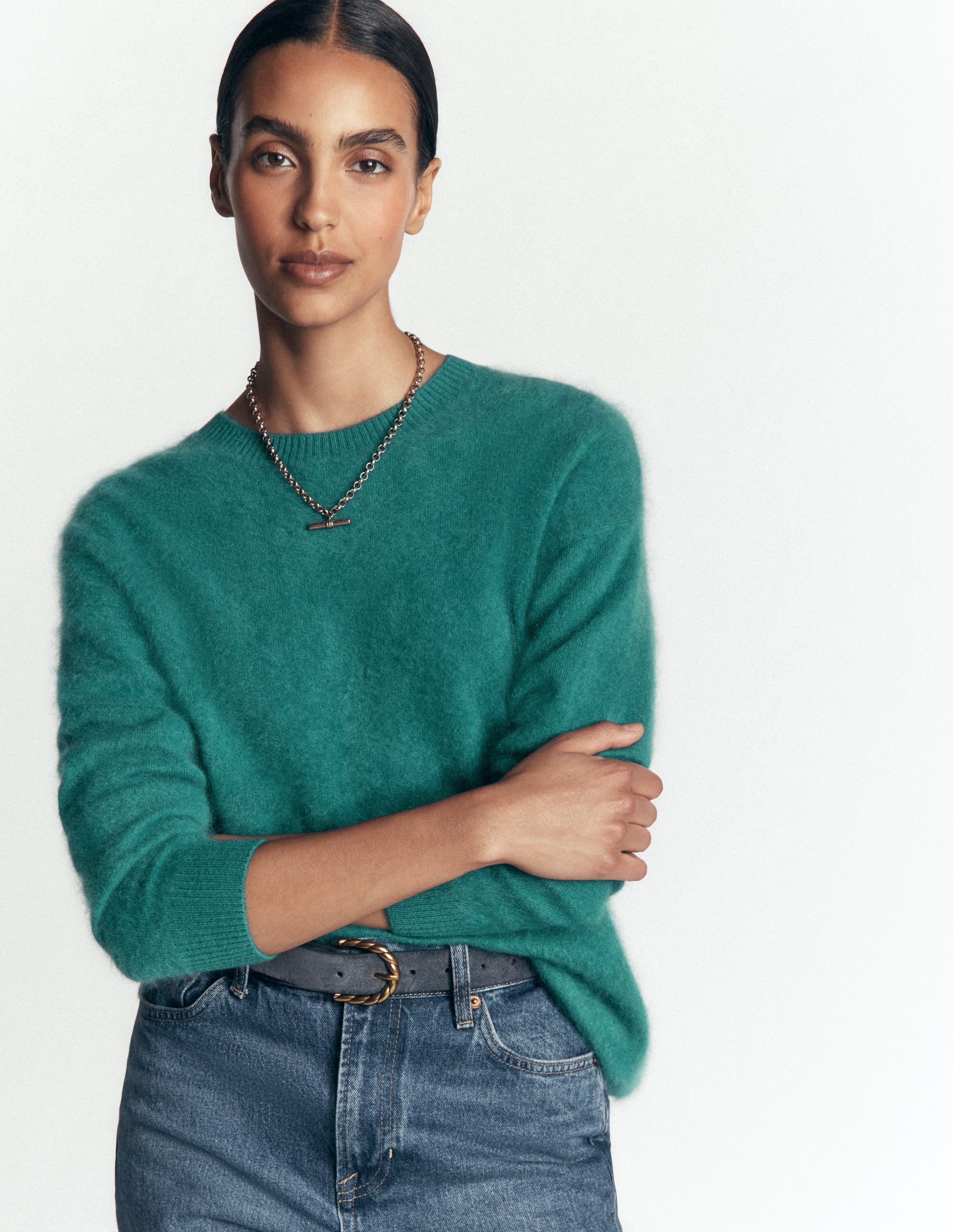 Kat Brushed Cashmere Sweater-Deep Sea Depths - Image 4