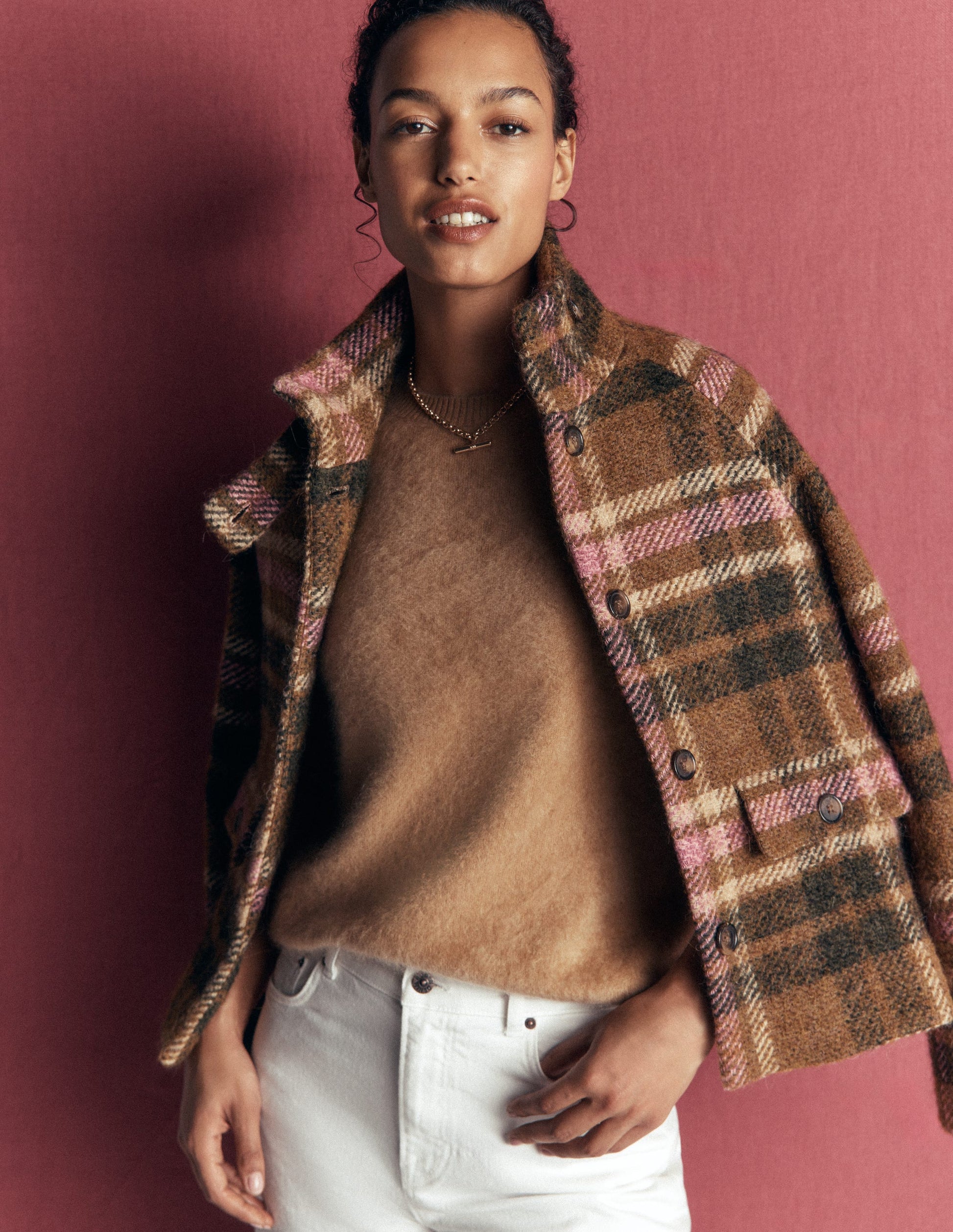 Kat Brushed Cashmere Sweater-Camel Melange-1