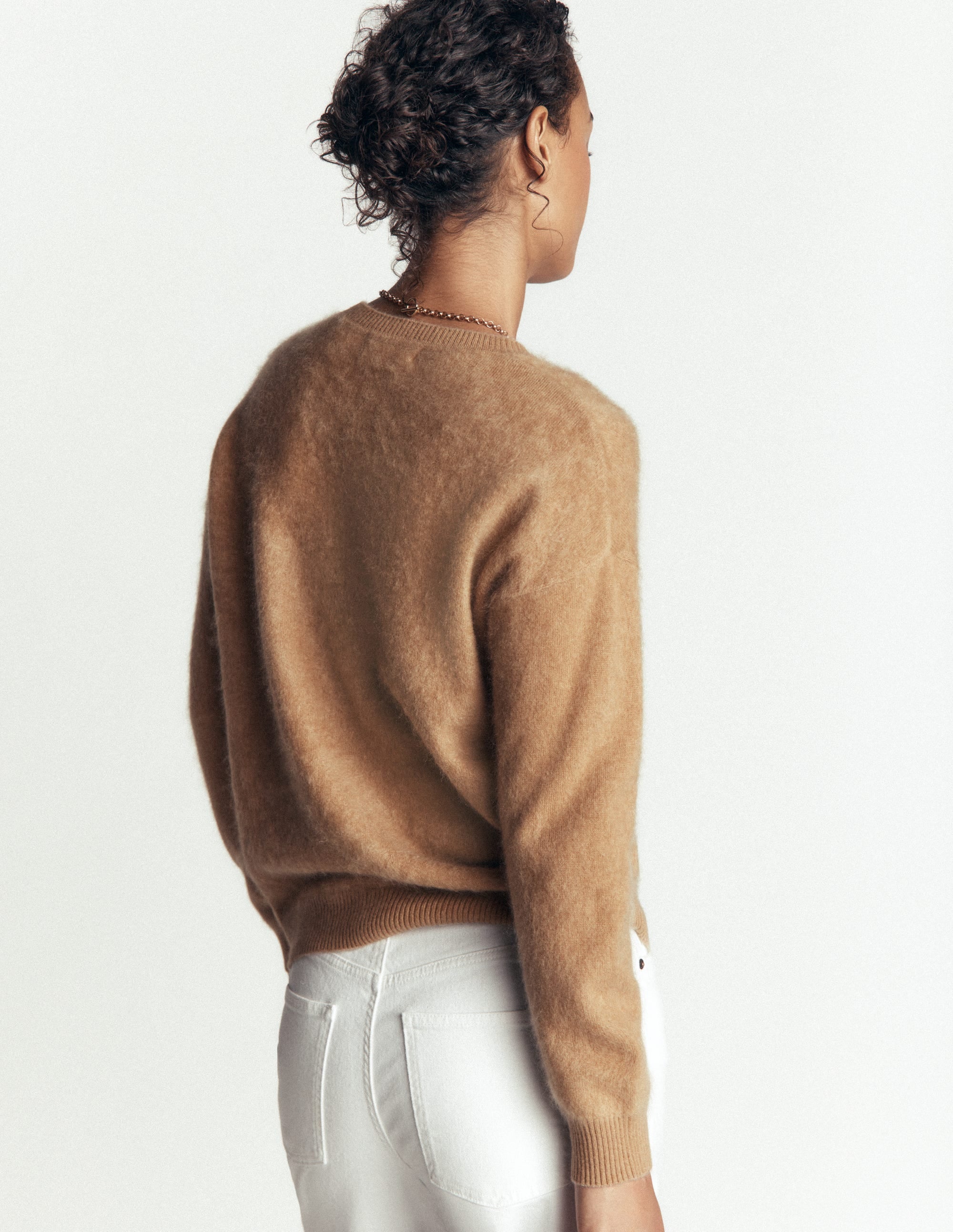 Kat Brushed Cashmere Sweater-Camel Melange - Image 3