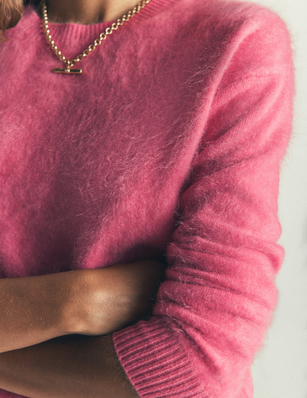 Kat Brushed Cashmere Sweater-Rose Pink - Image 2