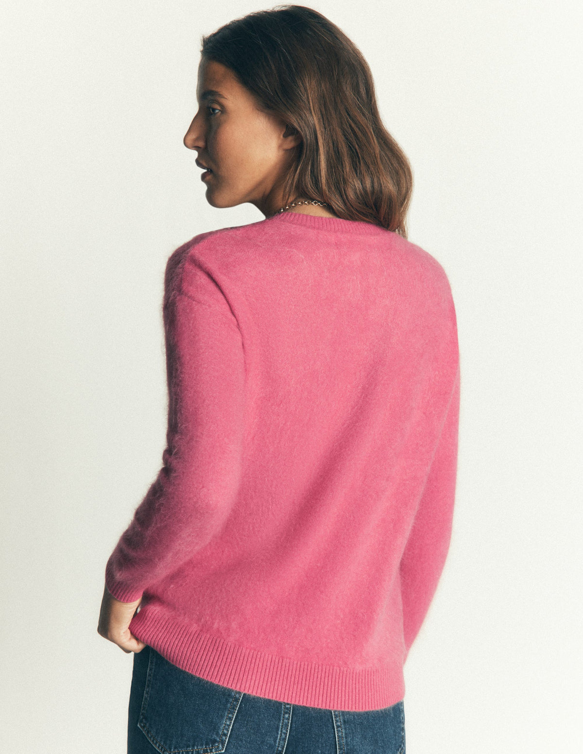 Kat Brushed Cashmere Sweater-Rose Pink - Image 3