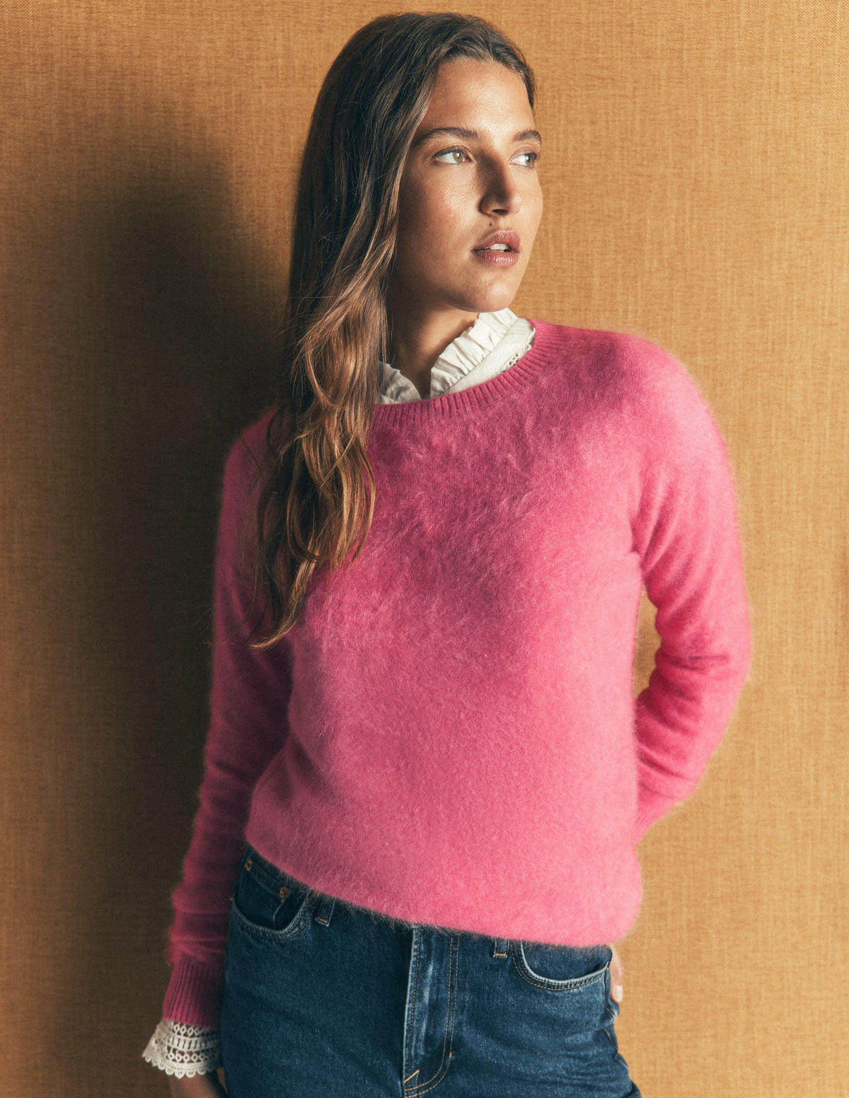 Kat Brushed Cashmere Sweater-Rose Pink - Image 5