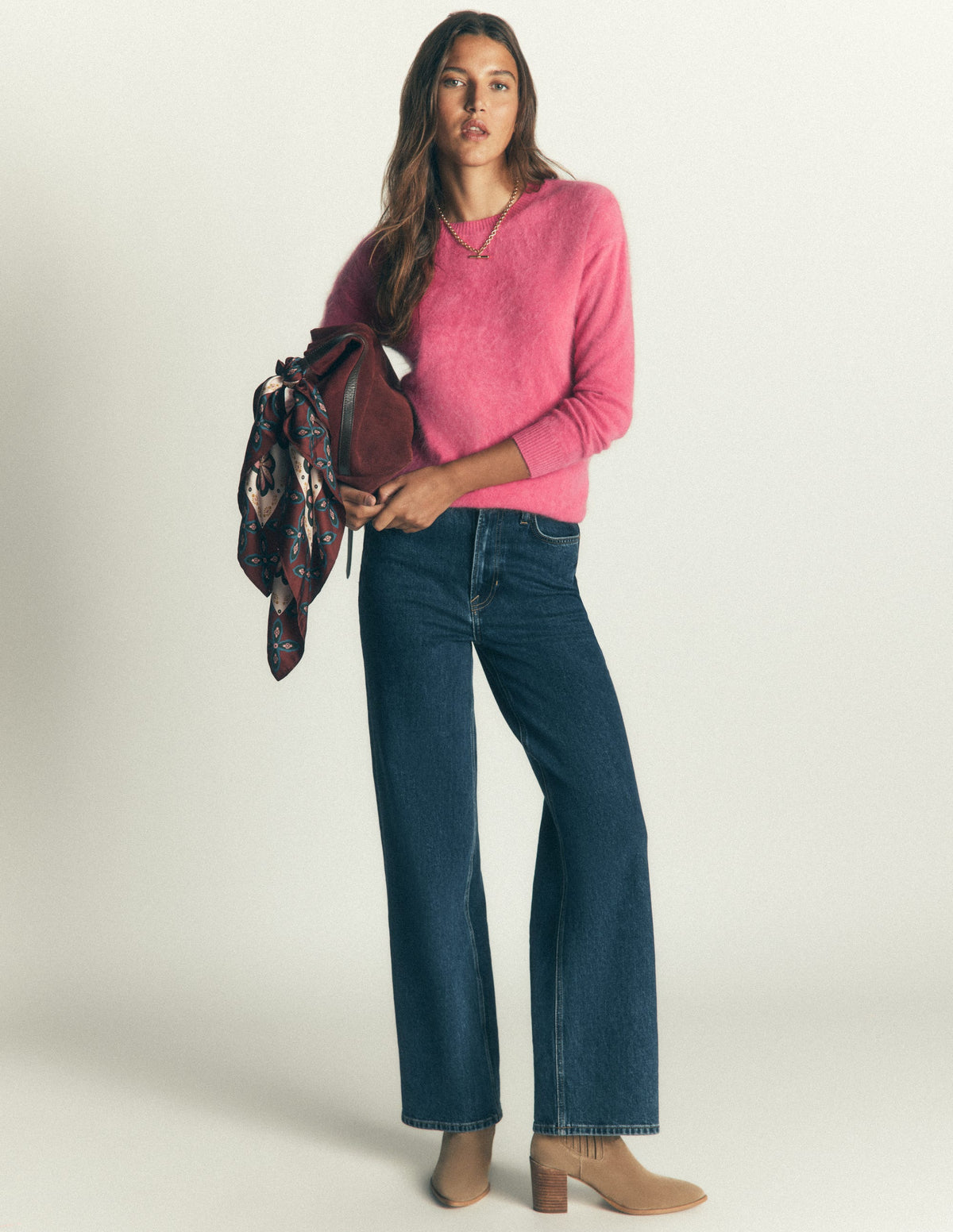 Kat Brushed Cashmere Sweater-Rose Pink-6